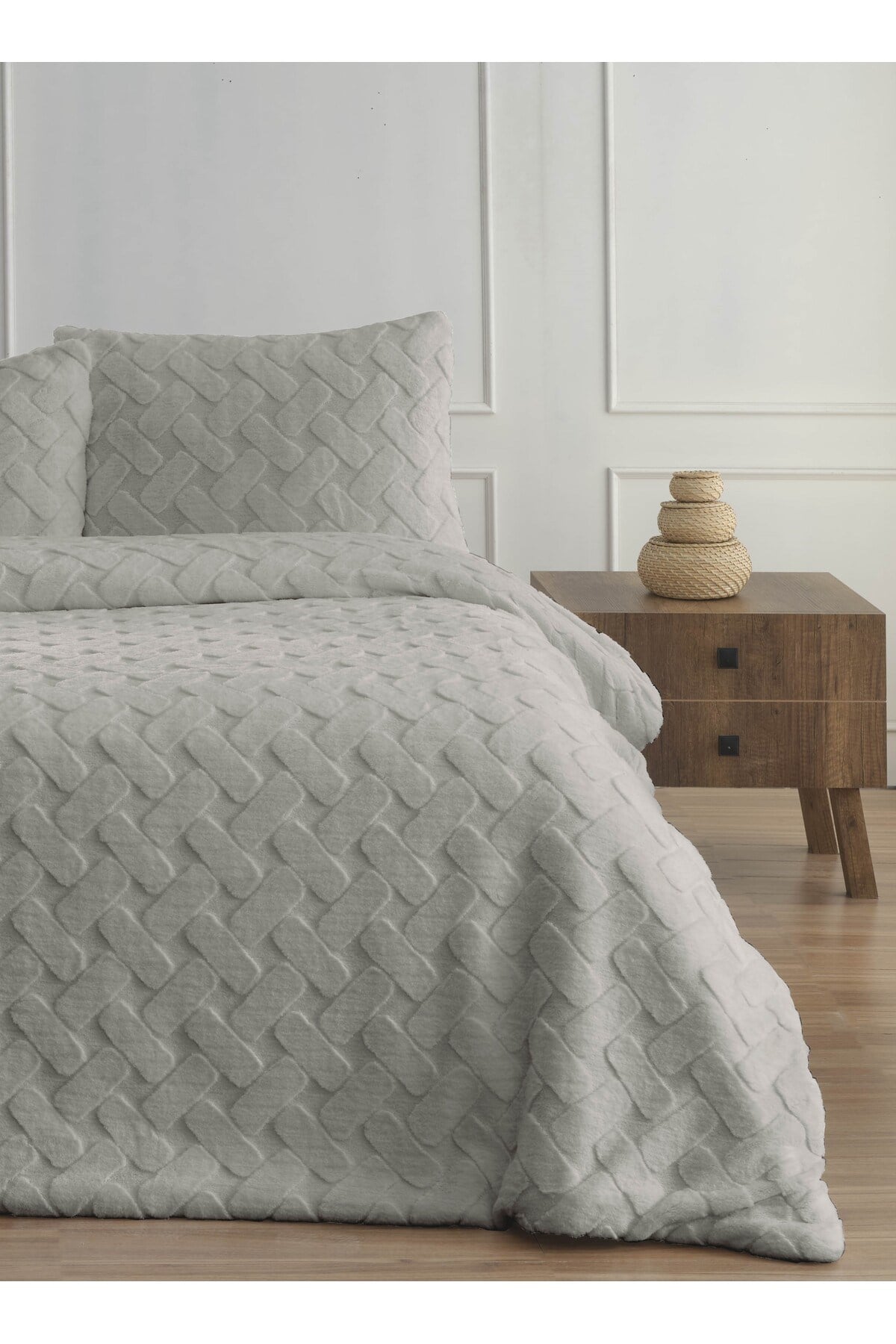 Diamond 3 Parça Pietra Çift Kişilik Kürk Comforter Yorgan Seti - 220x240 cm - Orijinal Çantalı