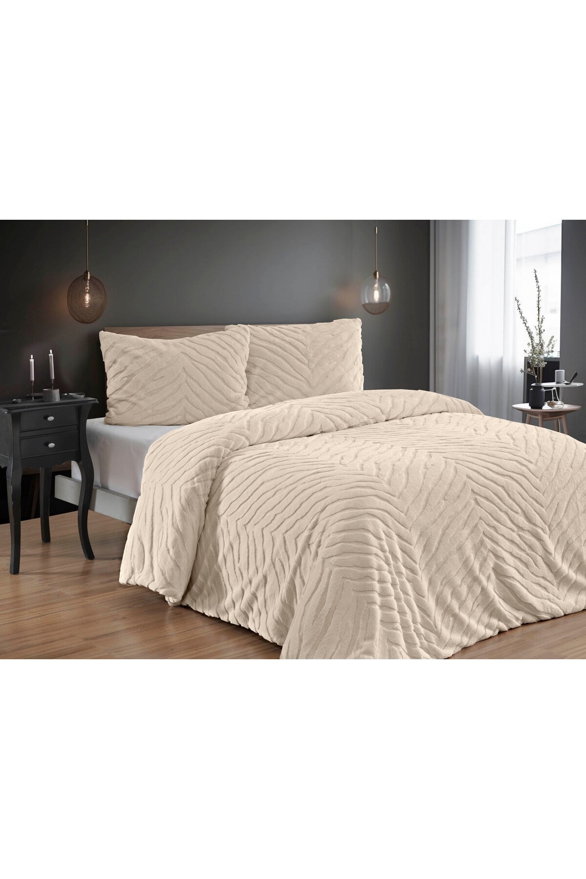 Diamond 3 Parça Zebra Kürk Comforter Yorgan Seti - 220x240 cm - Orijinal Çantalı