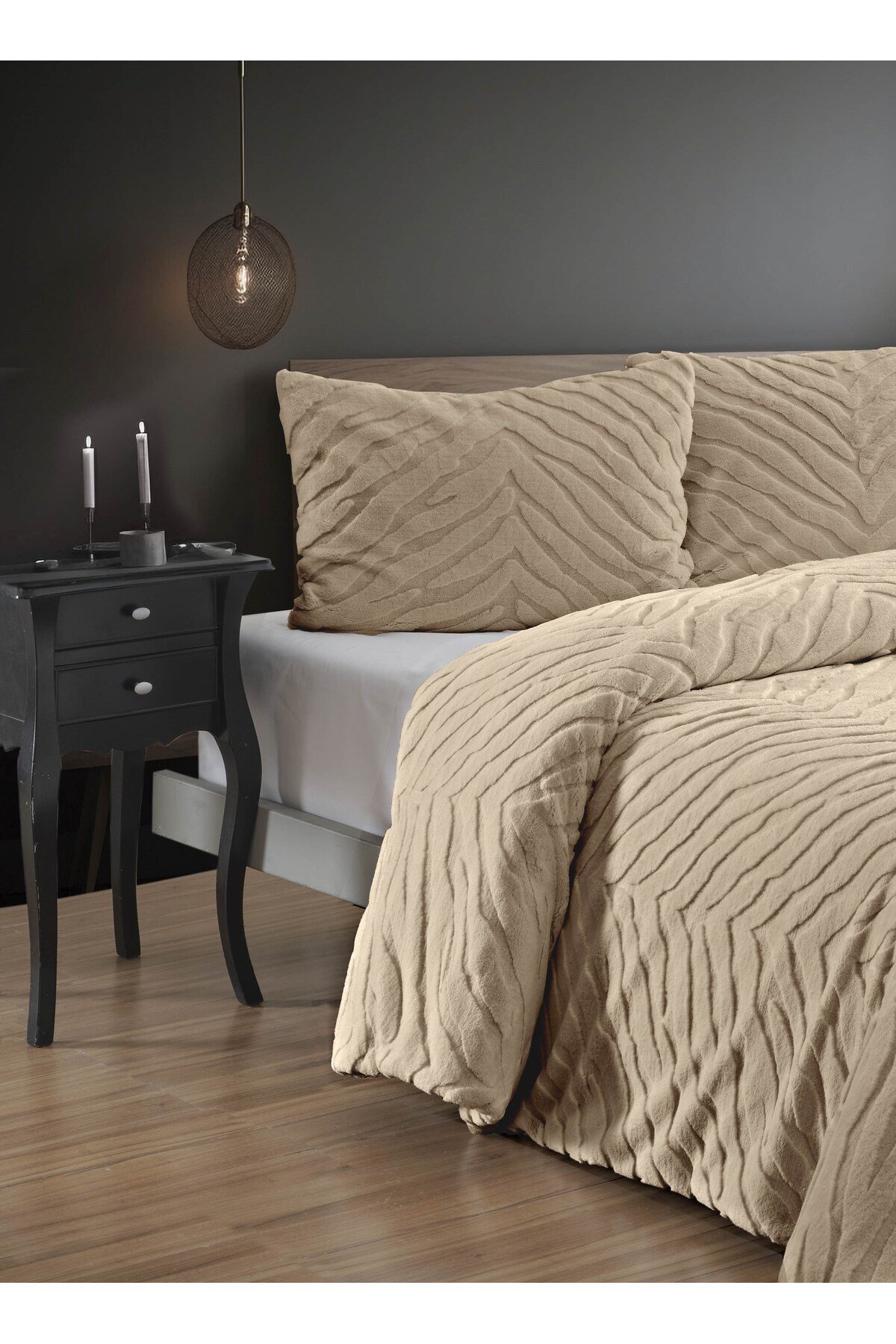 Diamond 3 Parça Zebra Kürk Comforter Yorgan Seti - 220x240 cm - Orijinal Çantalı