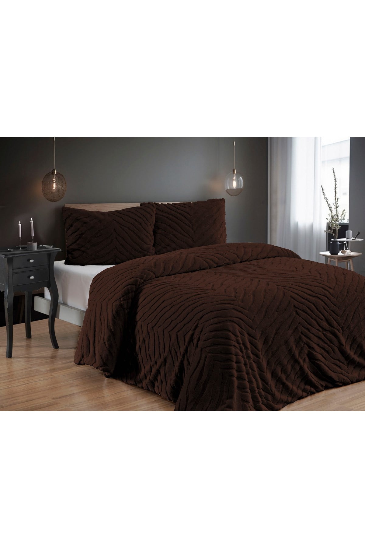 Diamond 3 Parça Zebra Kürk Comforter Yorgan Seti - 220x240 cm - Orijinal Çantalı