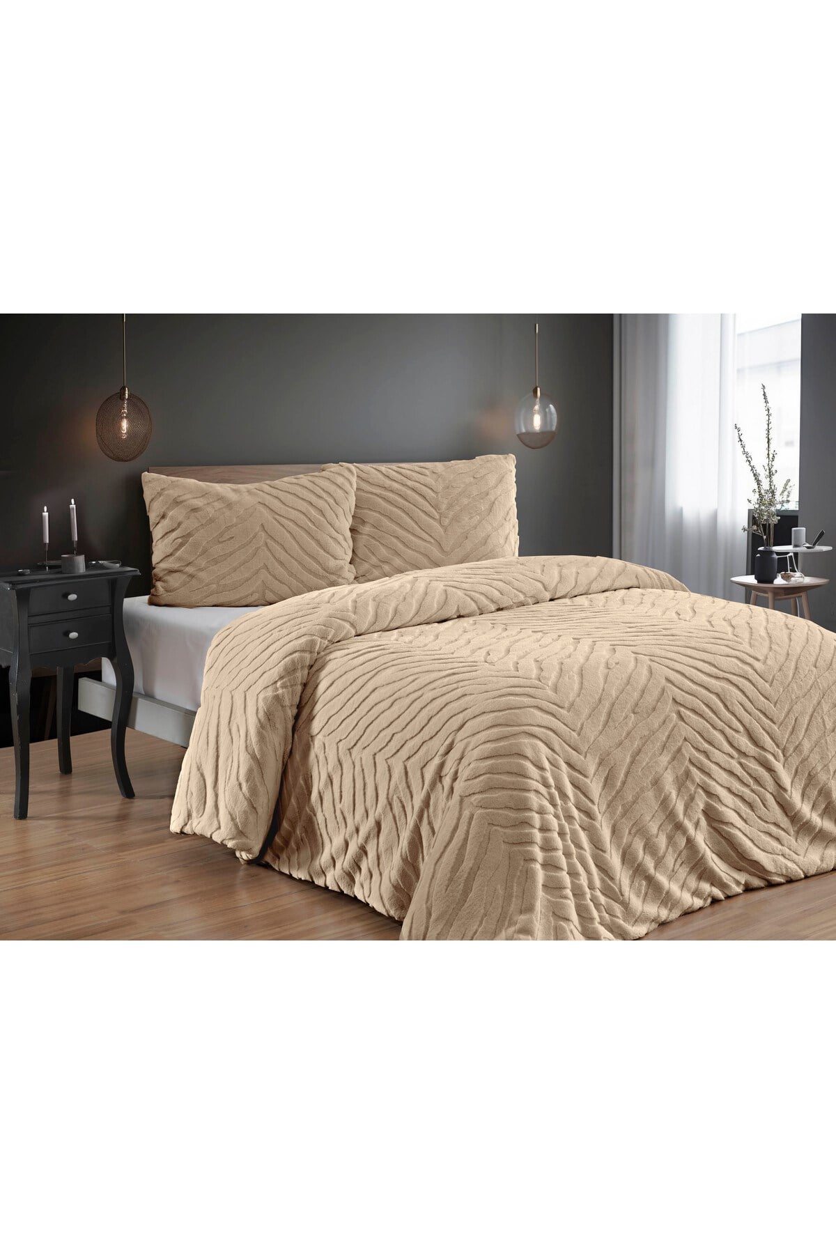 Diamond 3 Parça Zebra Kürk Comforter Yorgan Seti - 220x240 cm - Orijinal Çantalı