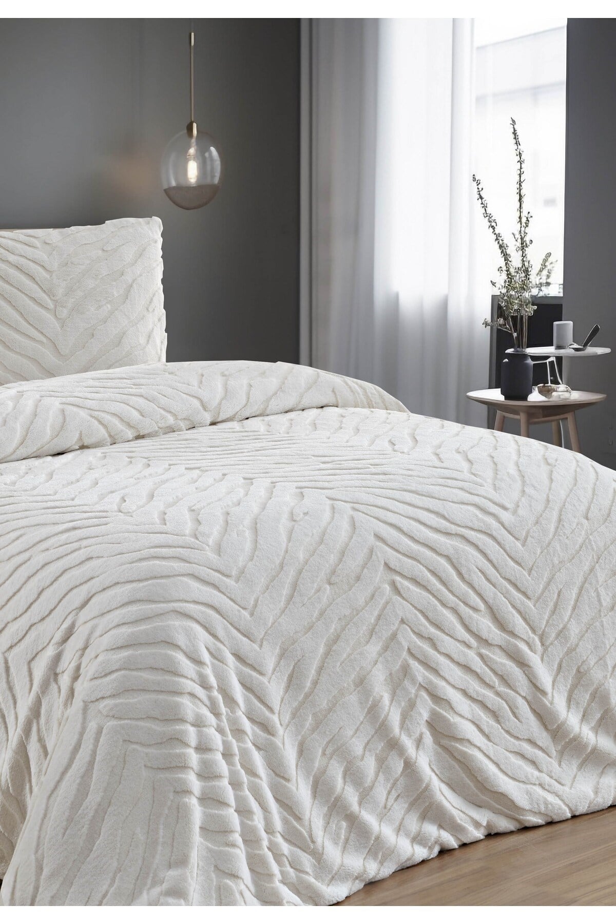 Diamond 3 Parça Zebra Kürk Comforter Yorgan Seti - 220x240 cm - Orijinal Çantalı