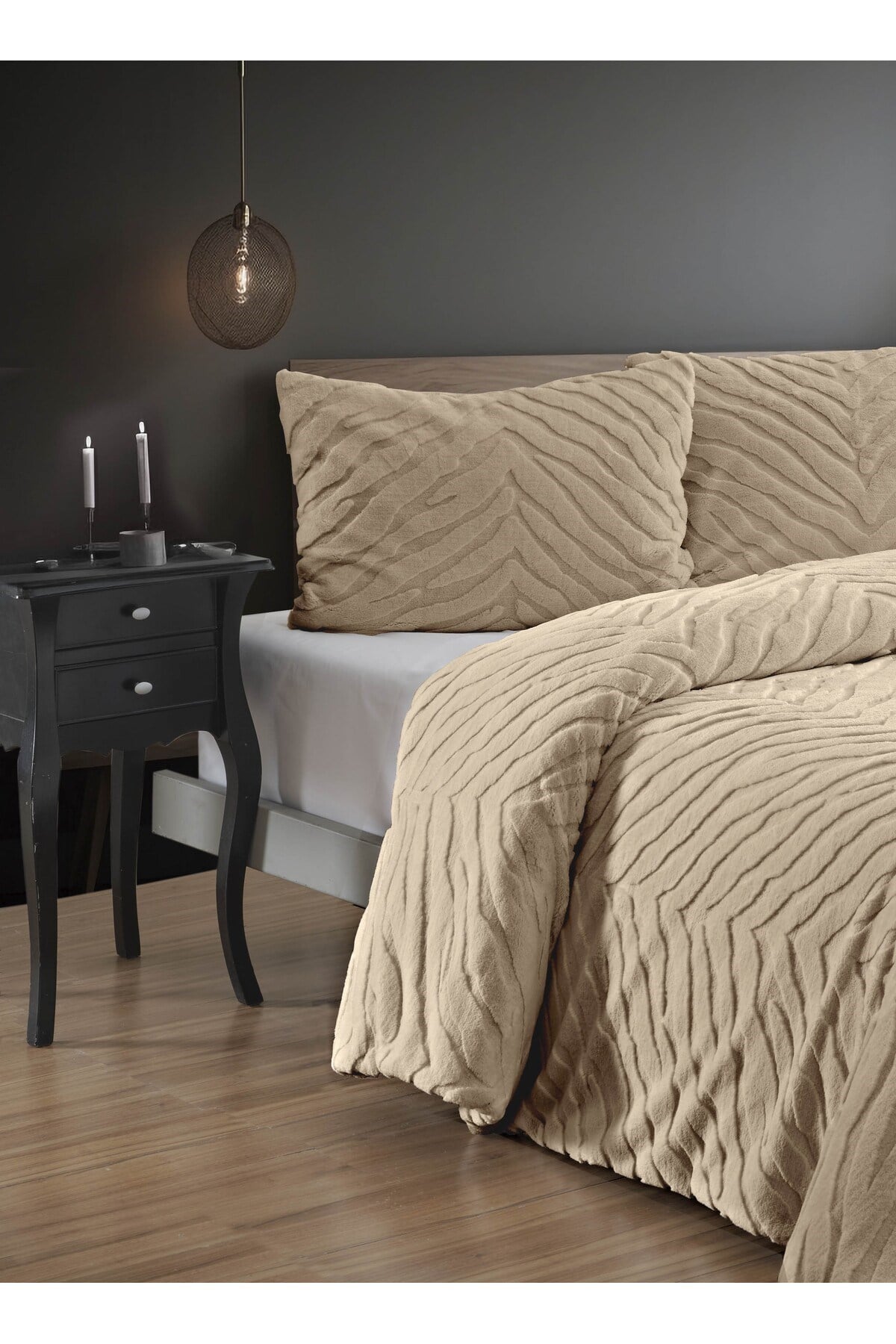 Diamond 3 Parça Zebra Kürk Comforter Yorgan Seti - 220x240 cm - Orijinal Çantalı
