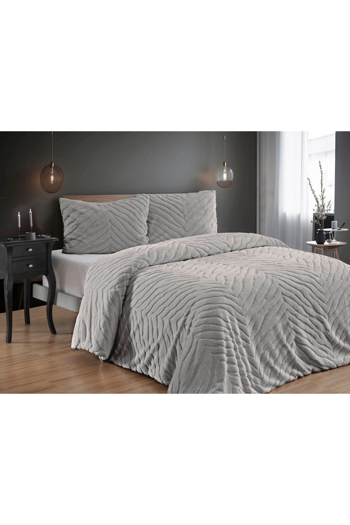 Diamond 3 Parça Zebra Kürk Comforter Yorgan Seti - 220x240 cm - Orijinal Çantalı
