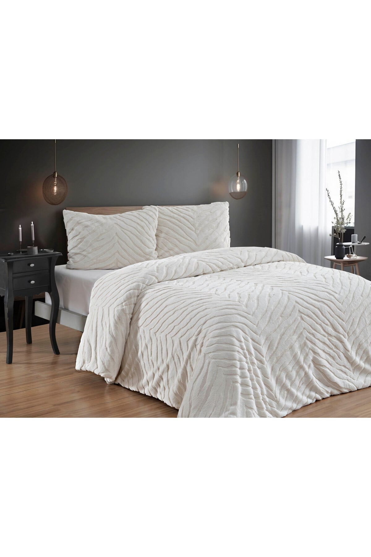 Diamond 3 Parça Zebra Kürk Comforter Yorgan Seti - 220x240 cm - Orijinal Çantalı