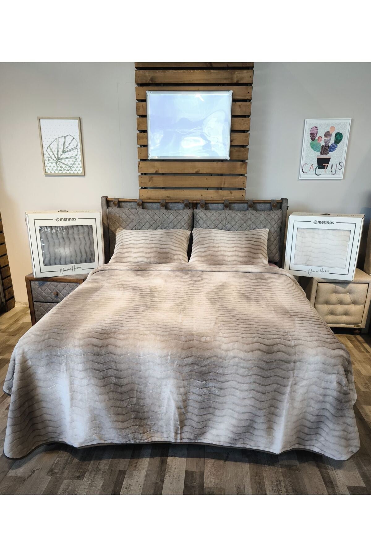 Dream Home Yumuşak Peluş Çift Kişilik Battaniye Seti ( Gri )
