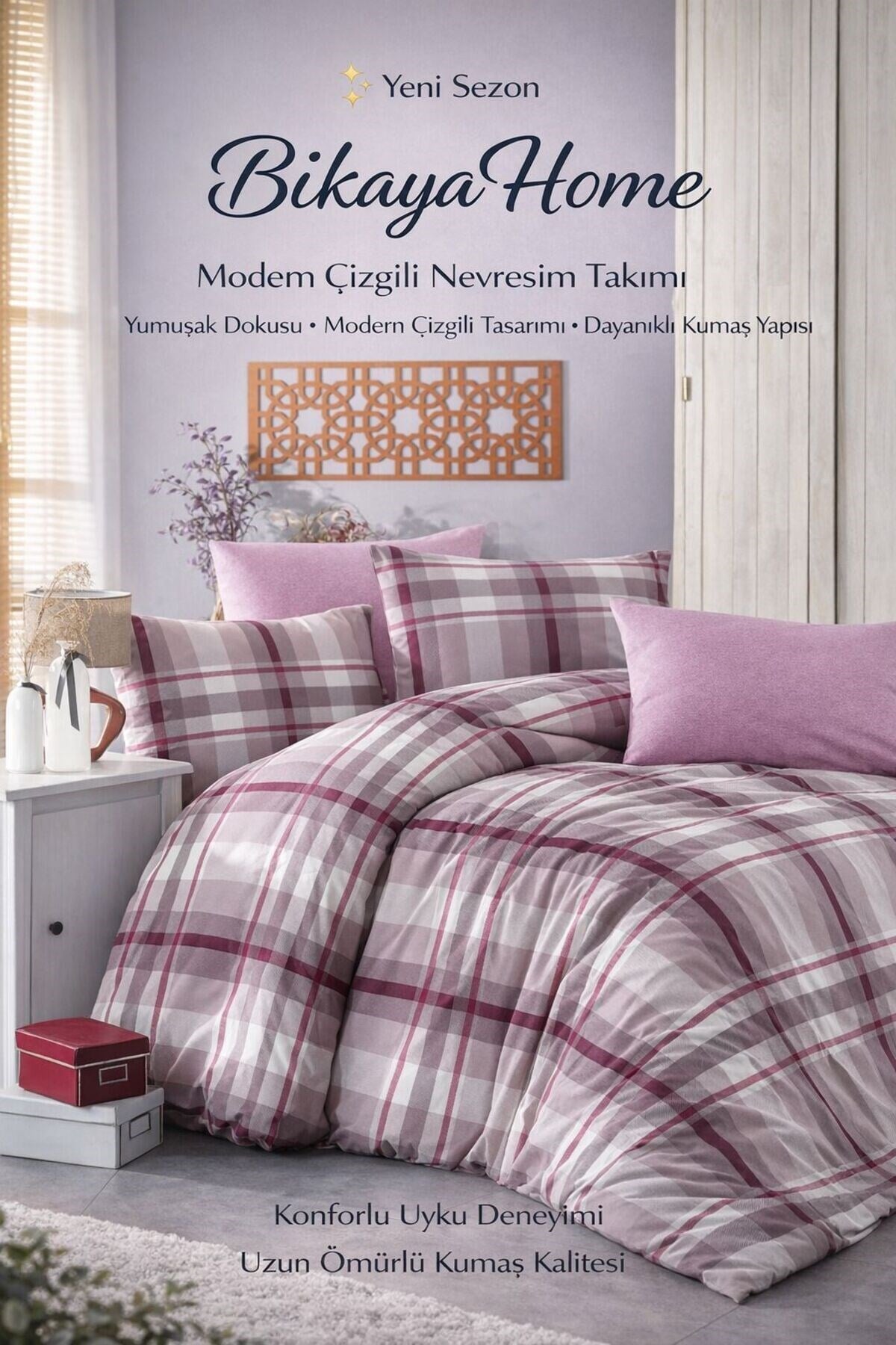 Ekose Desenli Tek Kişilik Nevresim Takımı | Genç & Misafir Odalarına Şık ve Modern Uyum