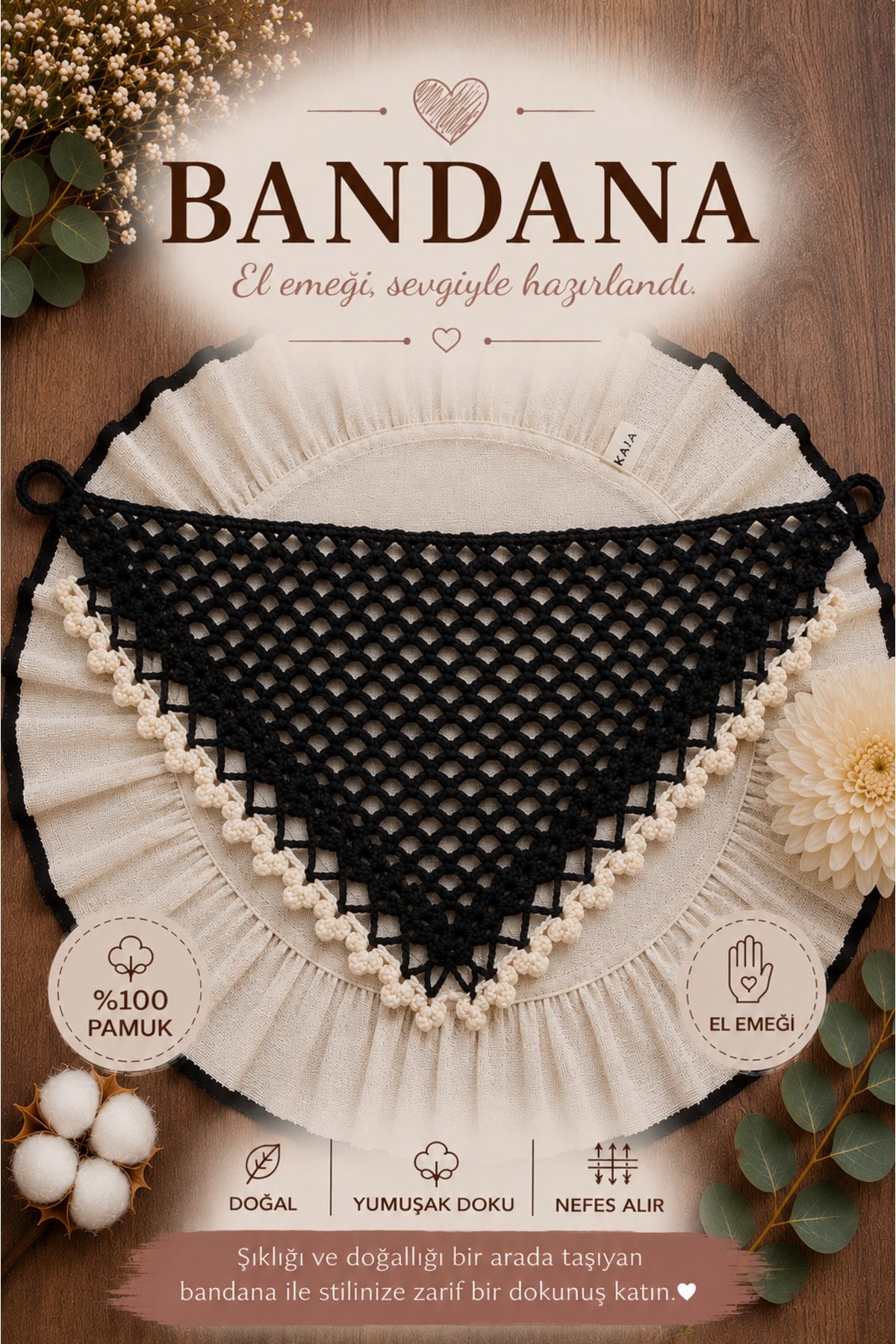El Yapımı Örgü Bandana | %100 Pamuk | Çok Amaçlı Bel Şalı | Yazlık & Hediyelik