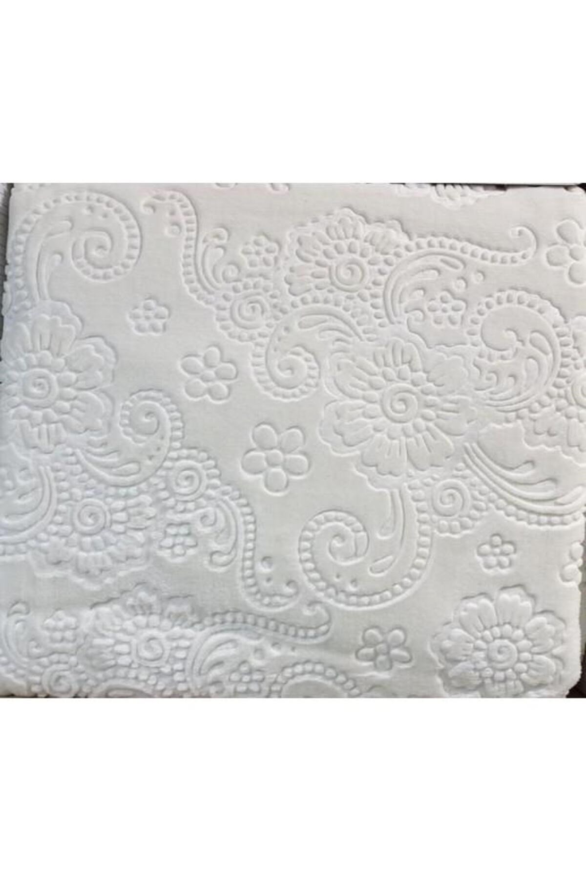 Elegans Çift Kişilik Battaniye Çiçek Desen Battaniye Kemik 220x240 cm