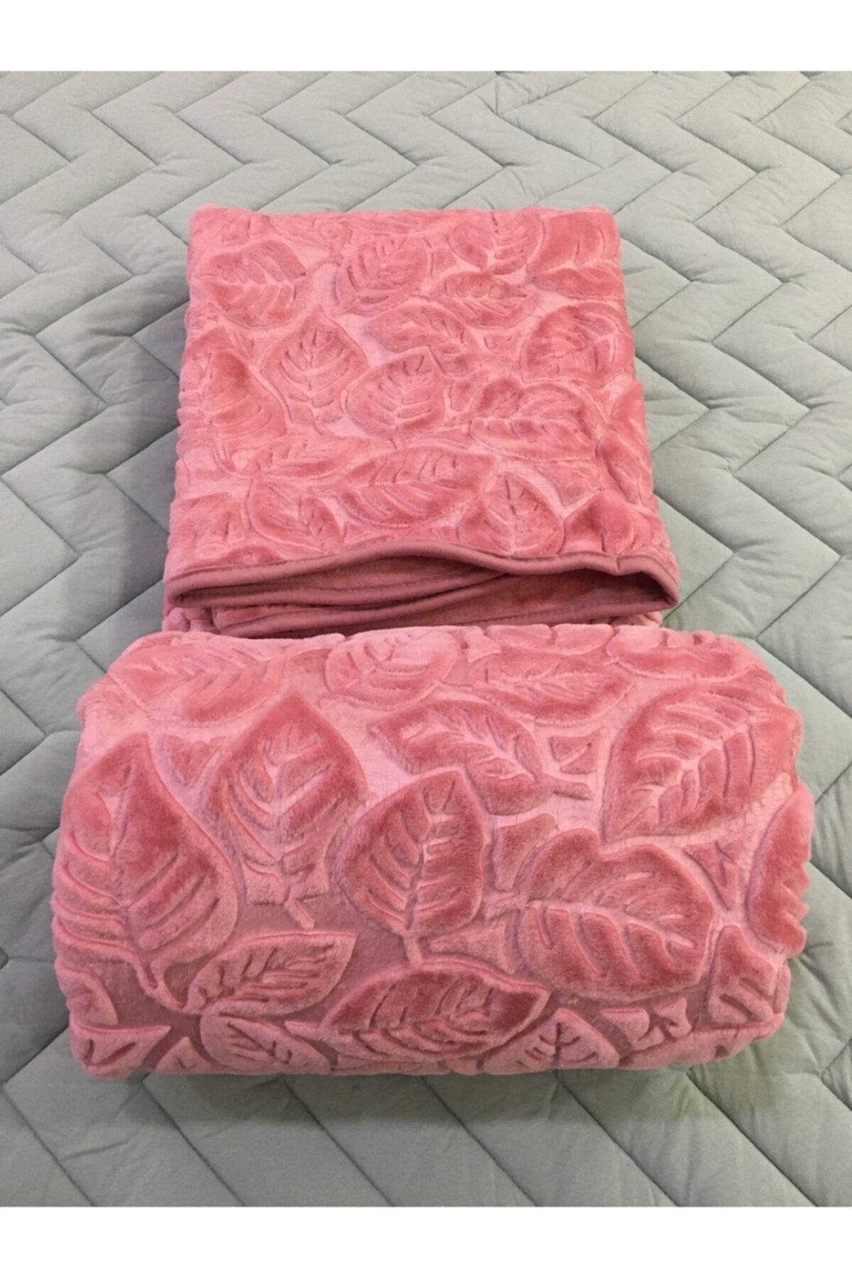 Elegans Embos Tek Kişilik Battaniye 160x220 Yaprak Gül Kurusu