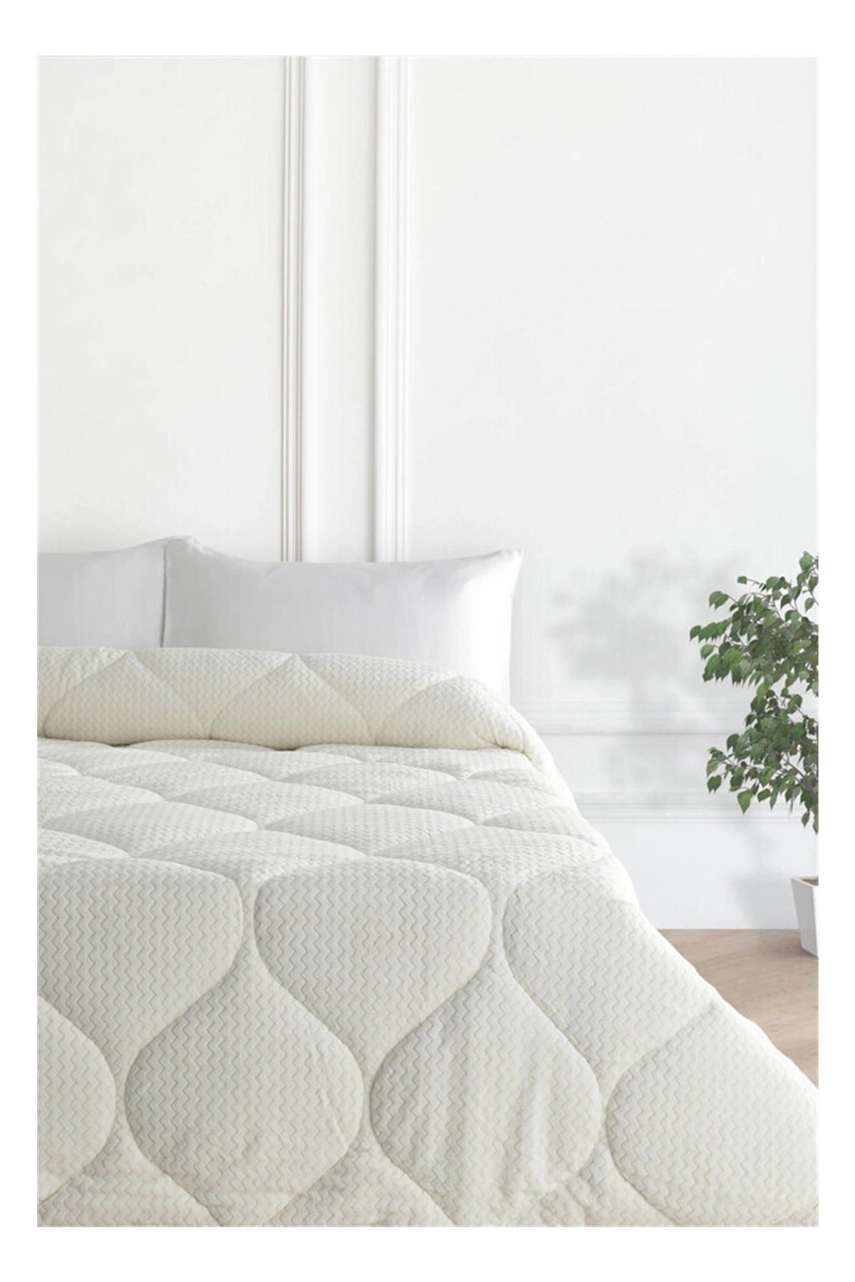 Fashion Micro Çift Kişilik Yorgan Zigzag Krem