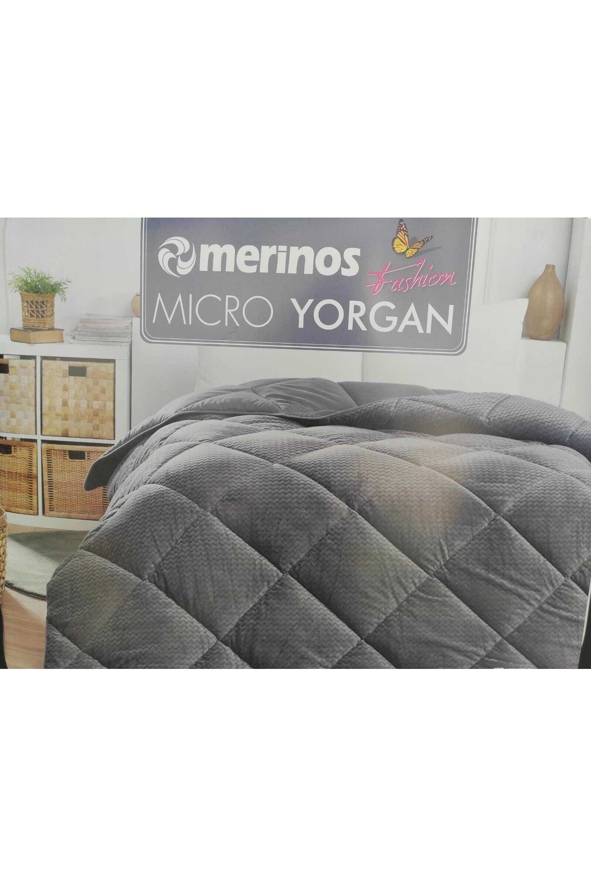 Fashion Micro Çift Kişilik Yorgan Zigzag Füme