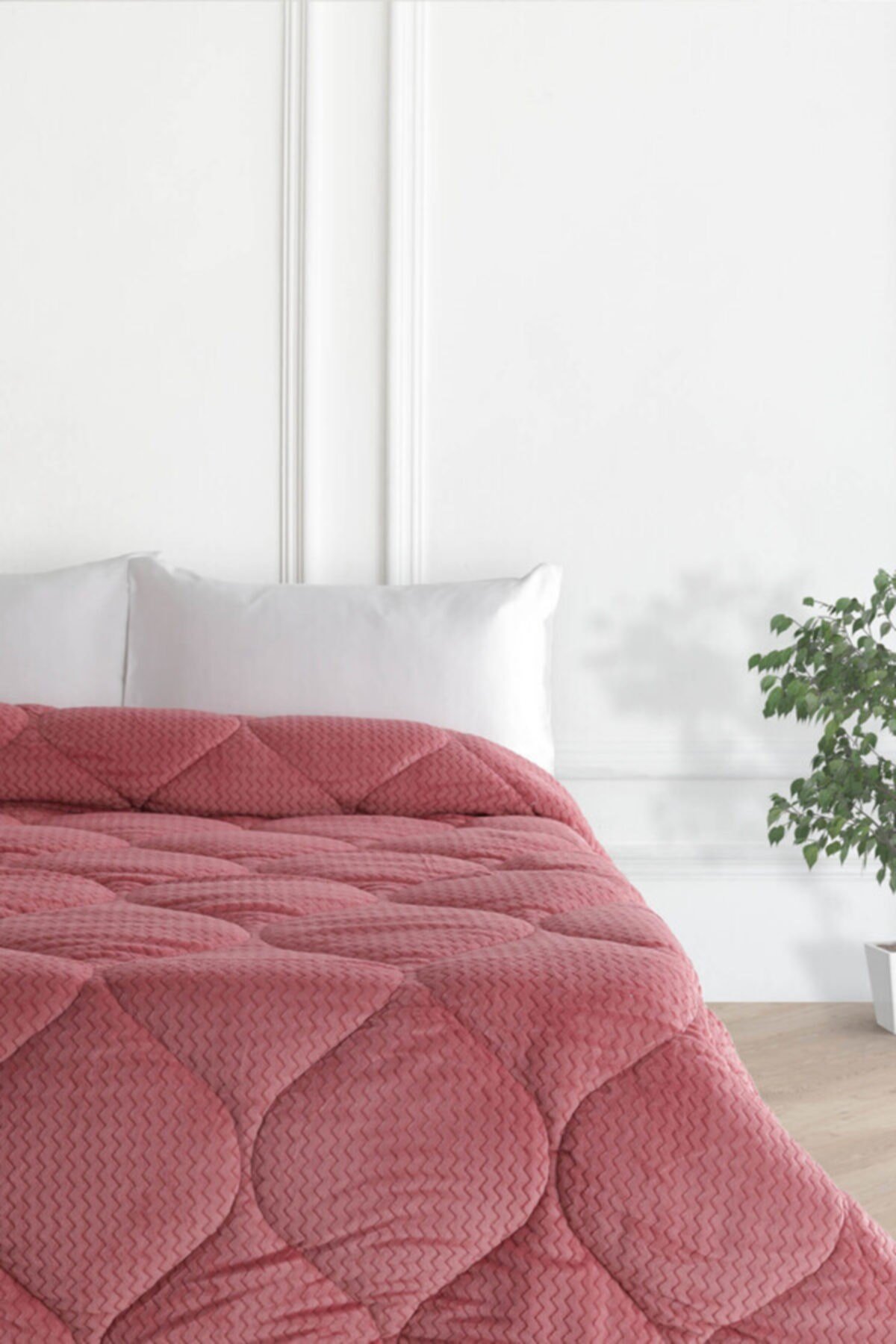 Fashion Zigzaglı Çift Kişilik Micro Yorgan - Pembe