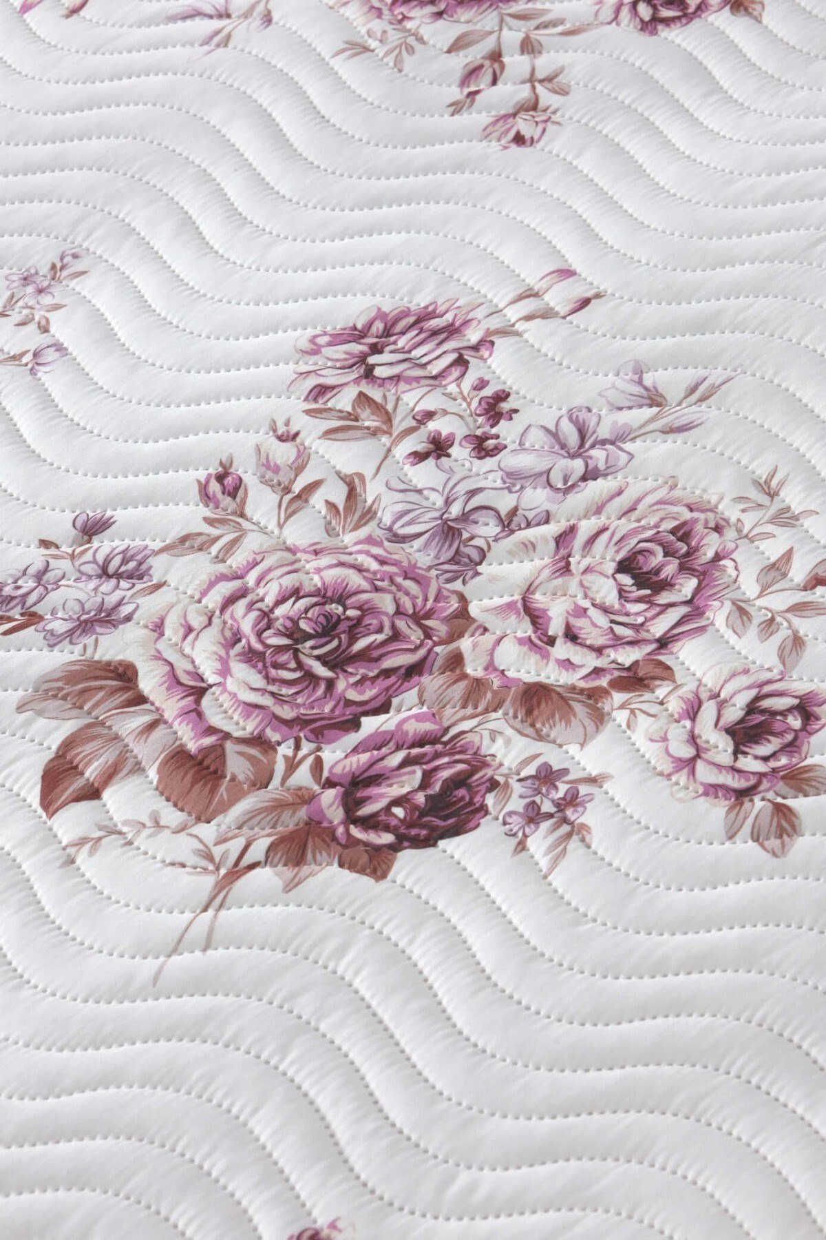 Flower Tek Kişilik Kapitone Yatak Örtüsü Takımı - Pembe
