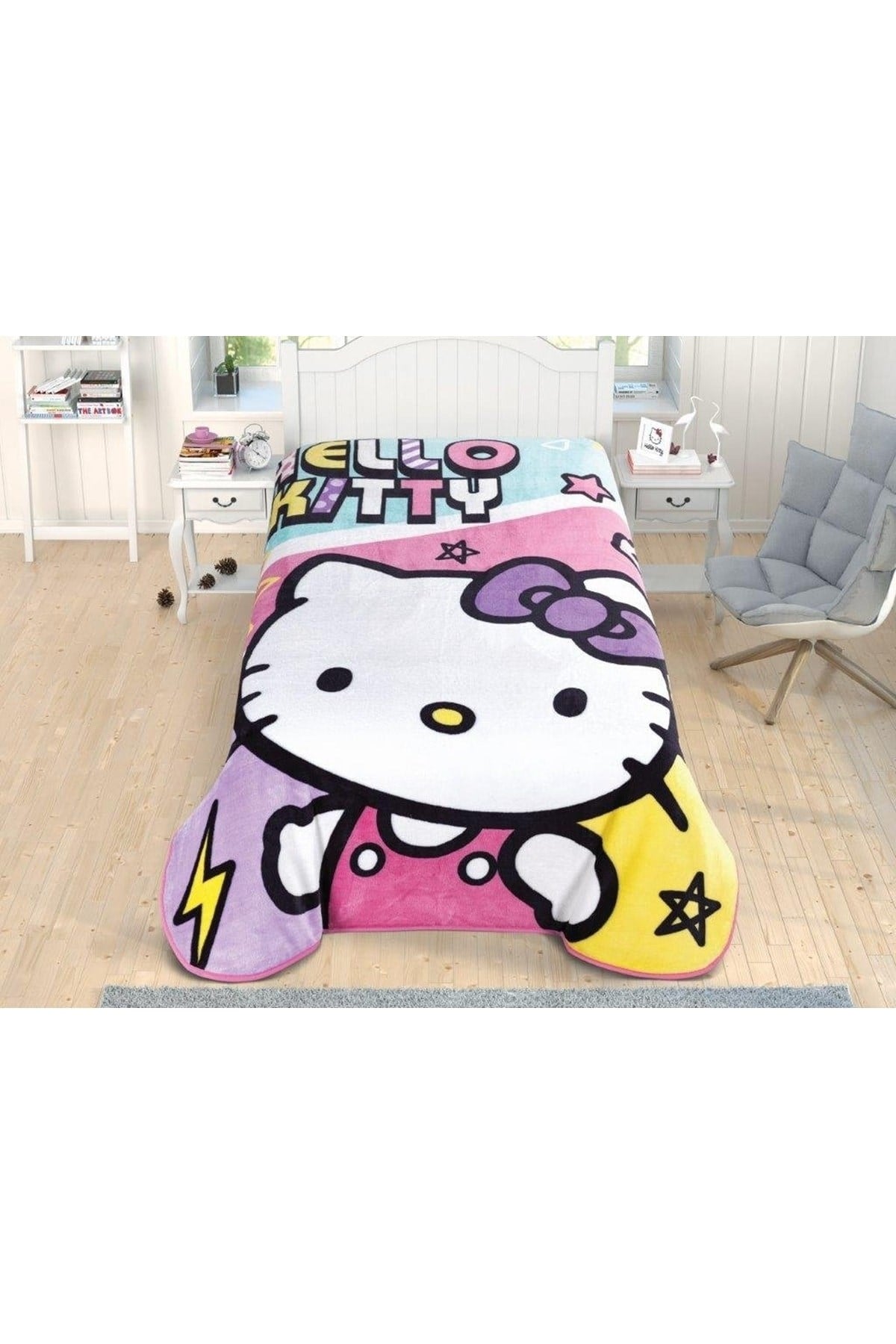 Hello Kitty Colorful Lisanslı Yeni Sezon Tek Kişilik Battaniye