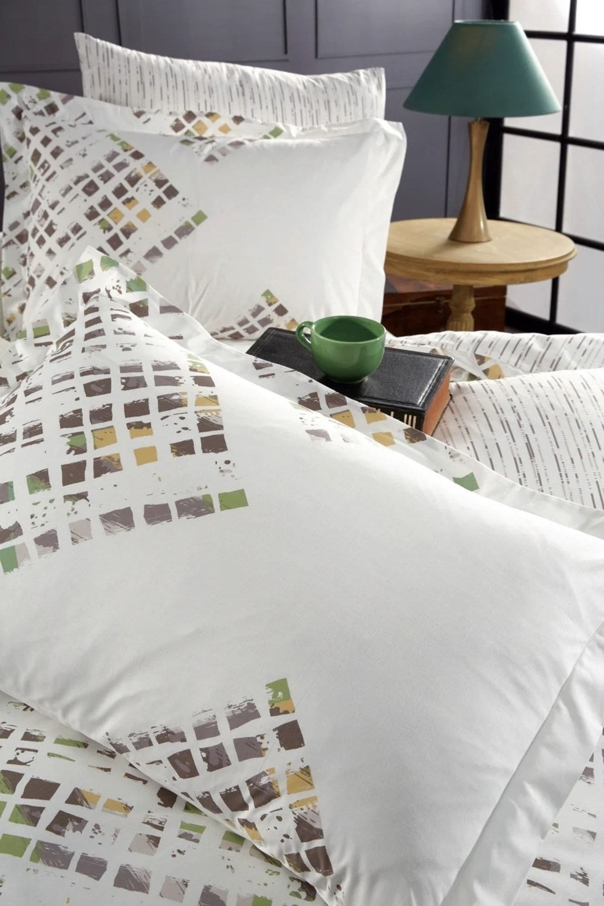 Hobby Çift Kiş. Poplin Nevresim Takımı - Rithym Yeşil