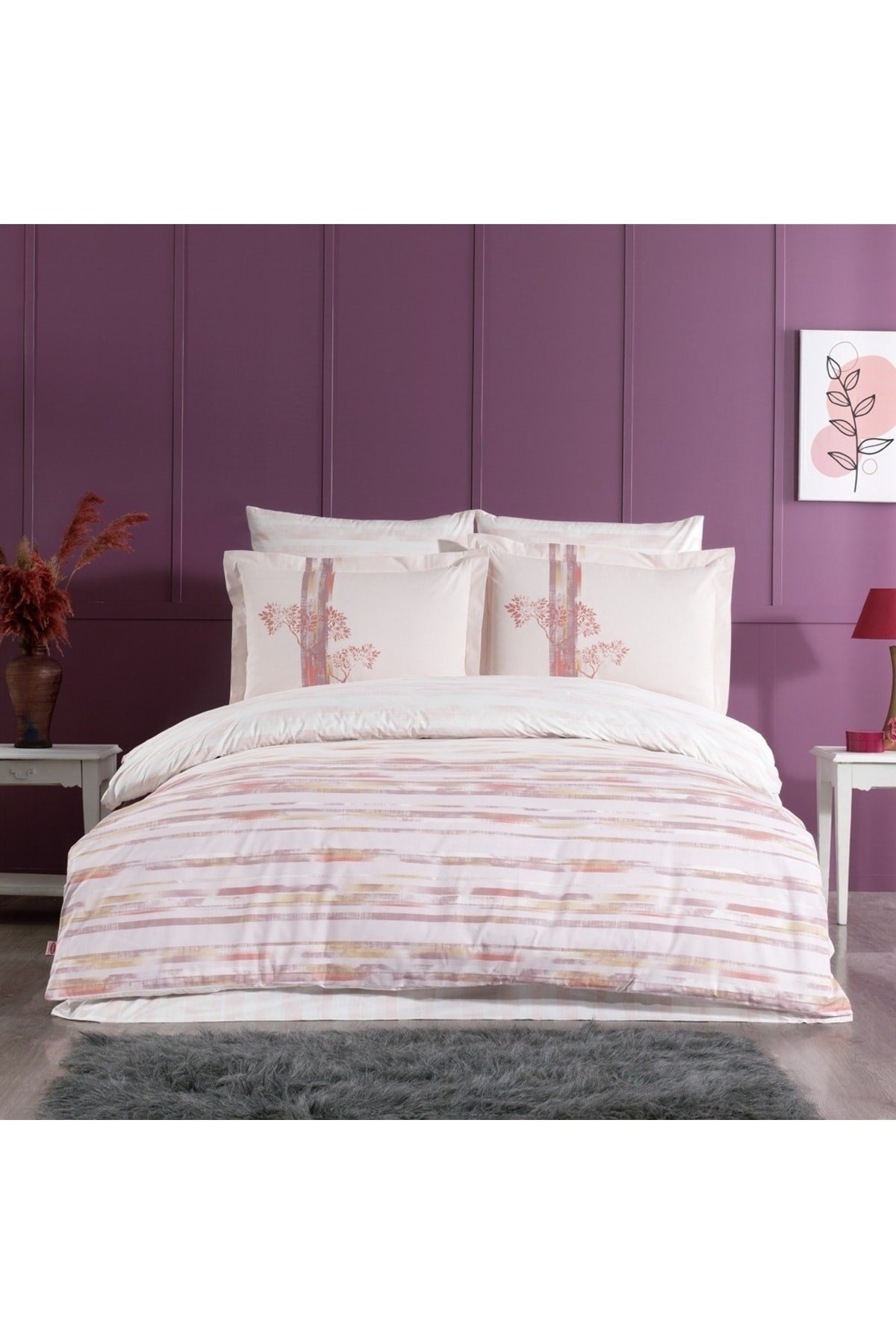 Hobby Çift Kiş. Poplin Nevresim Takımı - Blossom Kahve