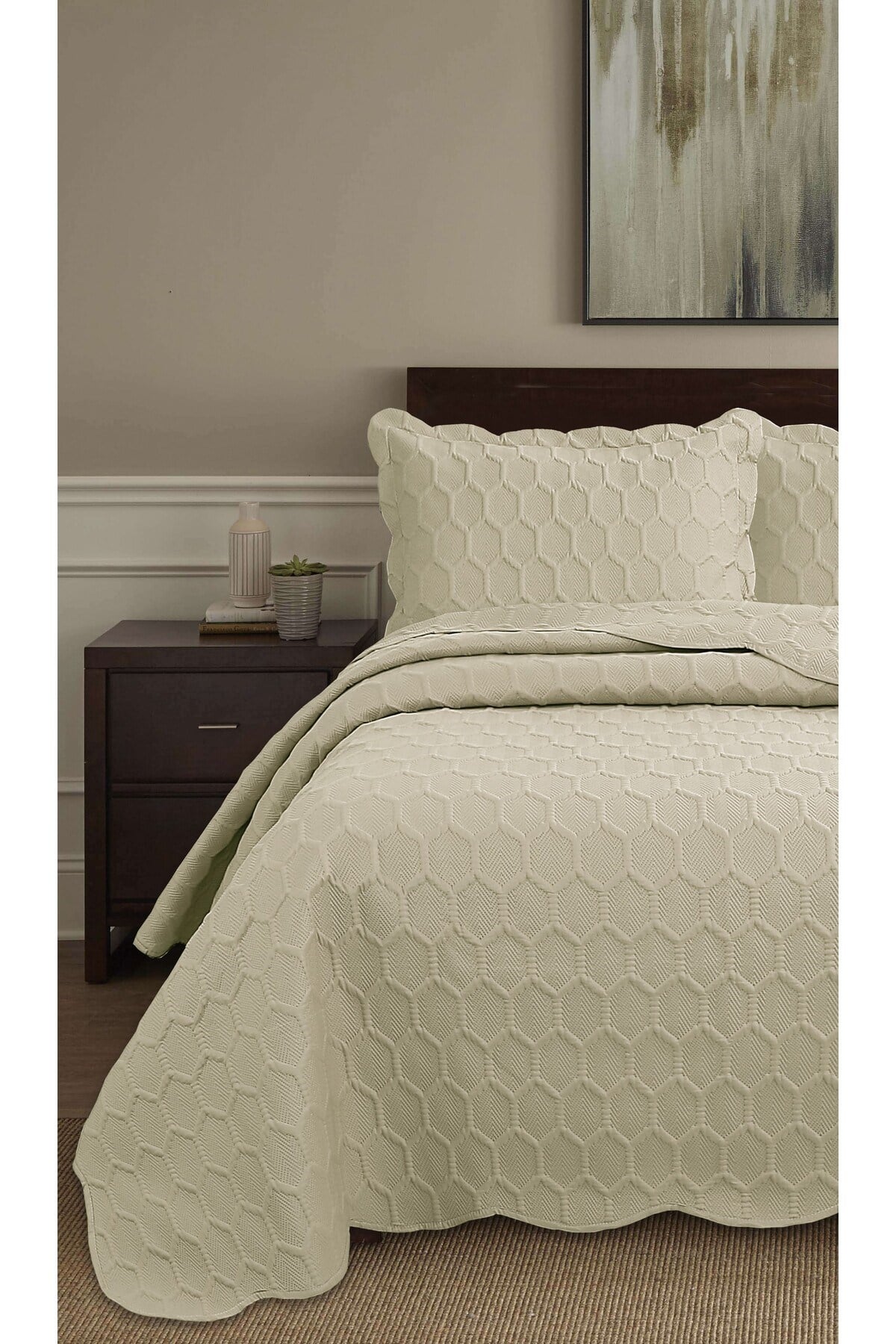Honey Comb 3D Çift Kişilik Yatak Örtüsü Seti (3 Parça) - 260x240 cm - Pvc Çantalı