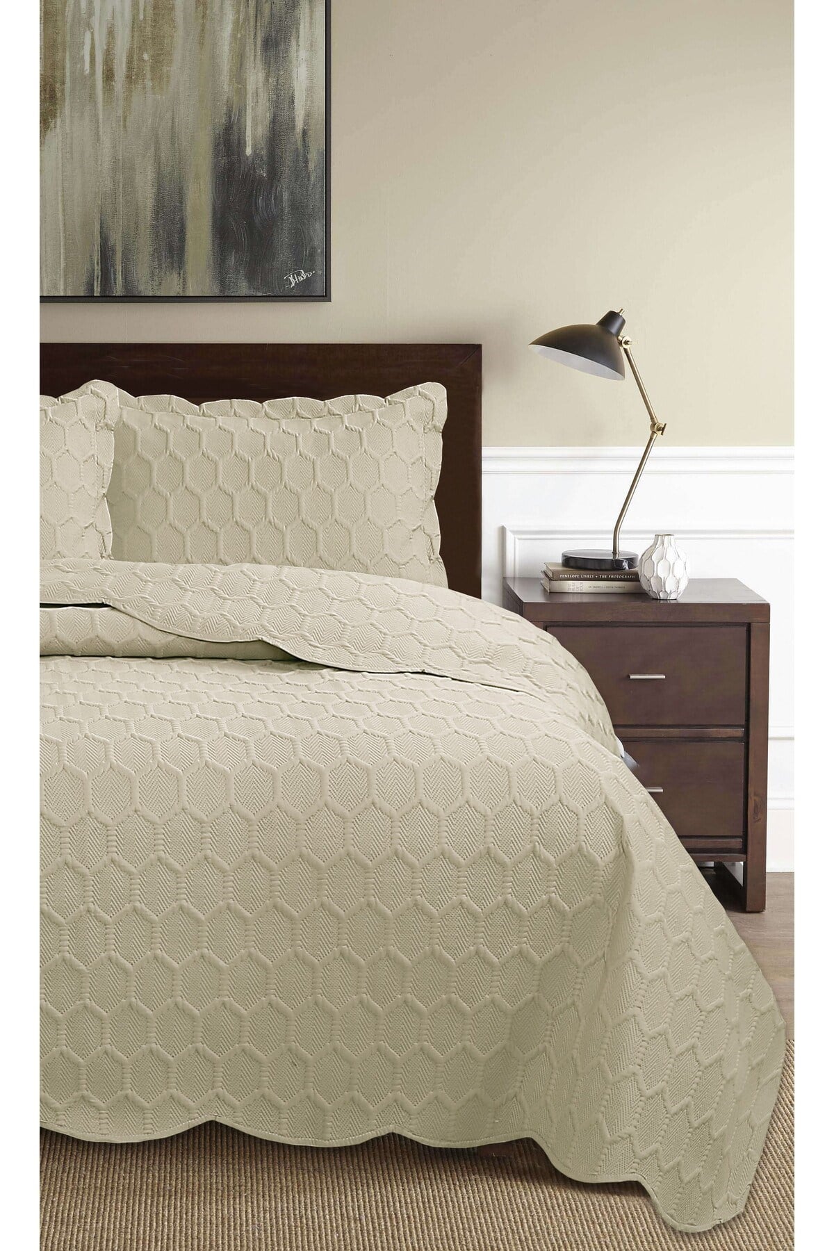 Honey Comb 3D Çift Kişilik Yatak Örtüsü Seti (3 Parça) - 260x240 cm - Pvc Çantalı