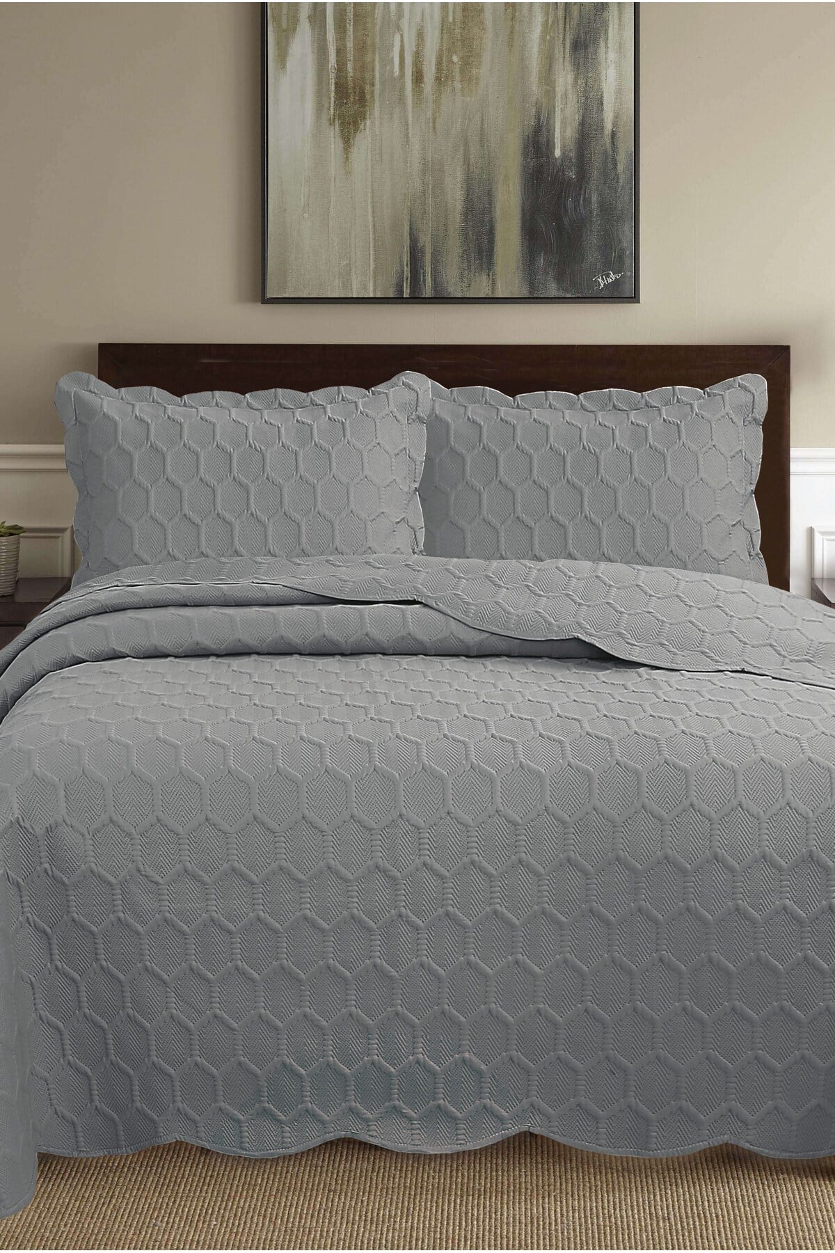 Honey Comb 3D Çift Kişilik Yatak Örtüsü Seti (3 Parça) - 260x240 cm - Pvc Çantalı