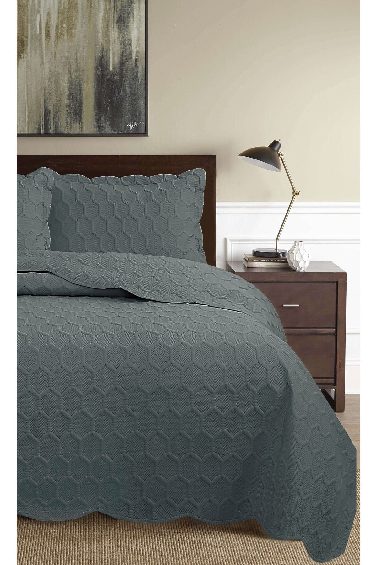 Honey Comb 3D Çift Kişilik Yatak Örtüsü Seti (3 Parça) - 260x240 cm - Pvc Çantalı