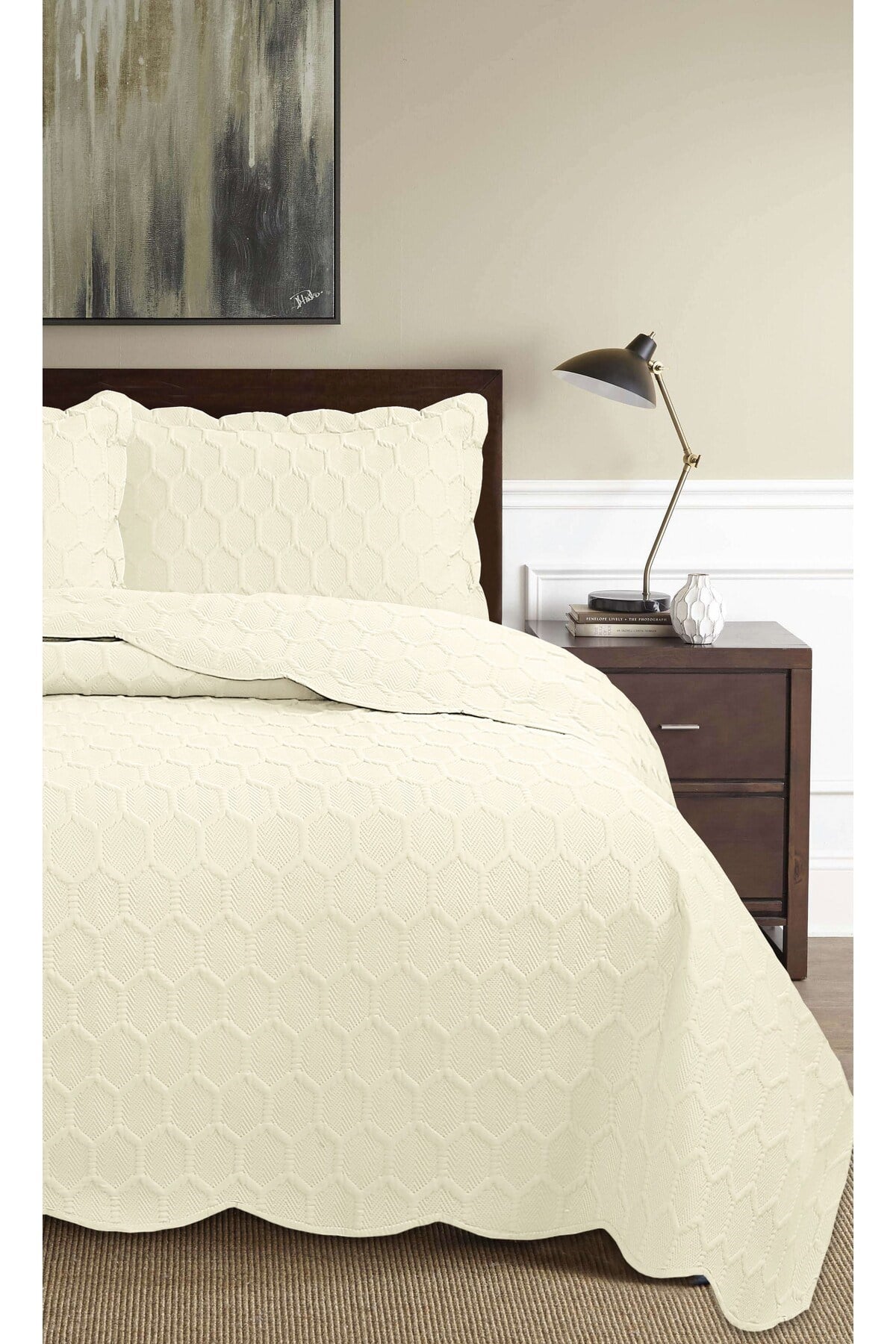 Honey Comb 3D Çift Kişilik Yatak Örtüsü Seti (3 Parça) - 260x240 cm - Pvc Çantalı