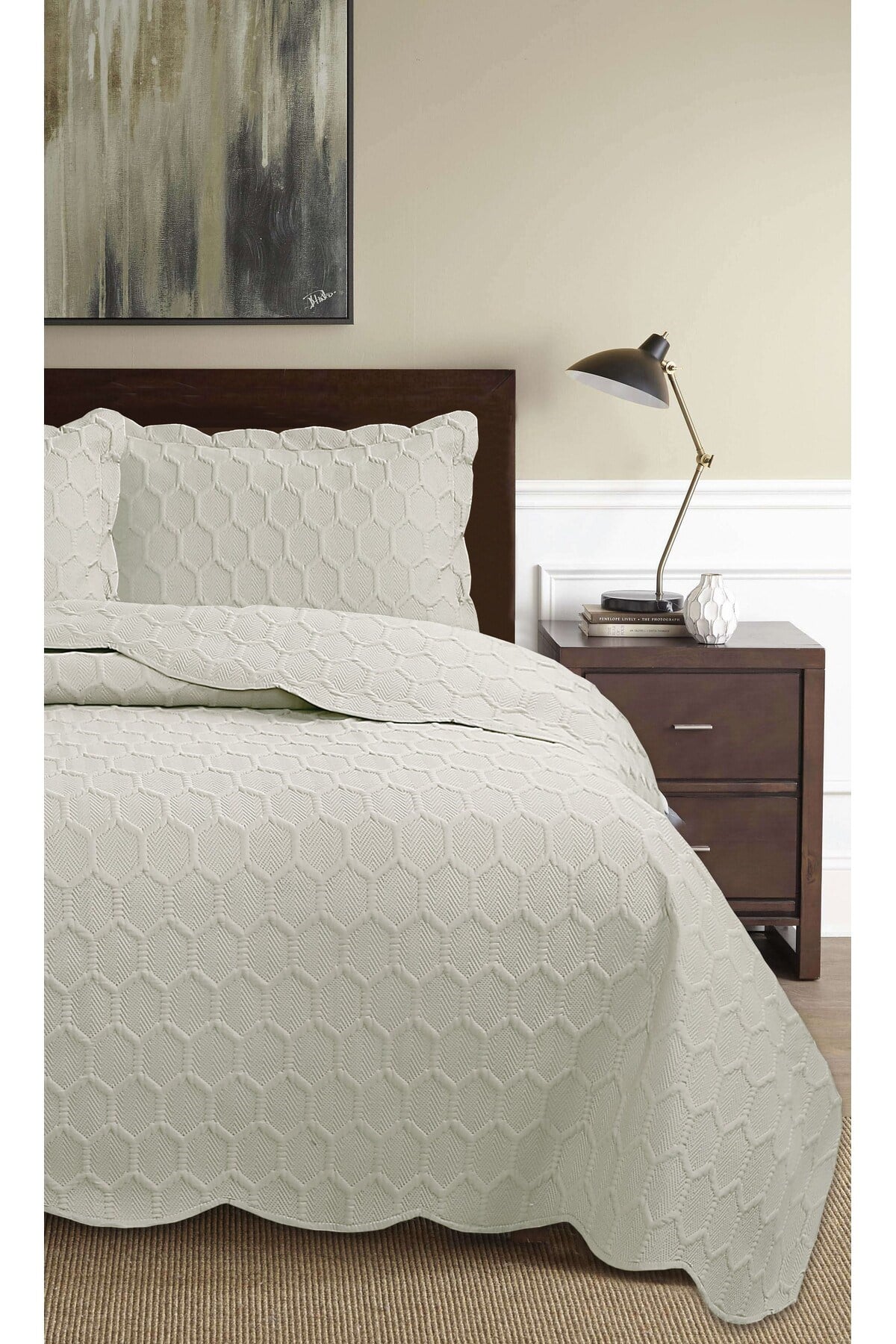Honey Comb 3D Çift Kişilik Yatak Örtüsü Seti (3 Parça) - 260x240 cm - Pvc Çantalı