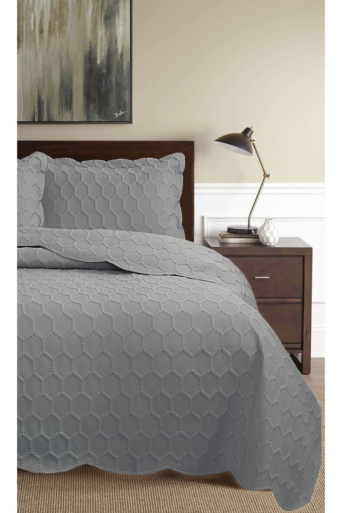 Honey Comb 3D Çift Kişilik Yatak Örtüsü Seti (3 Parça) - 260x240 cm - Pvc Çantalı