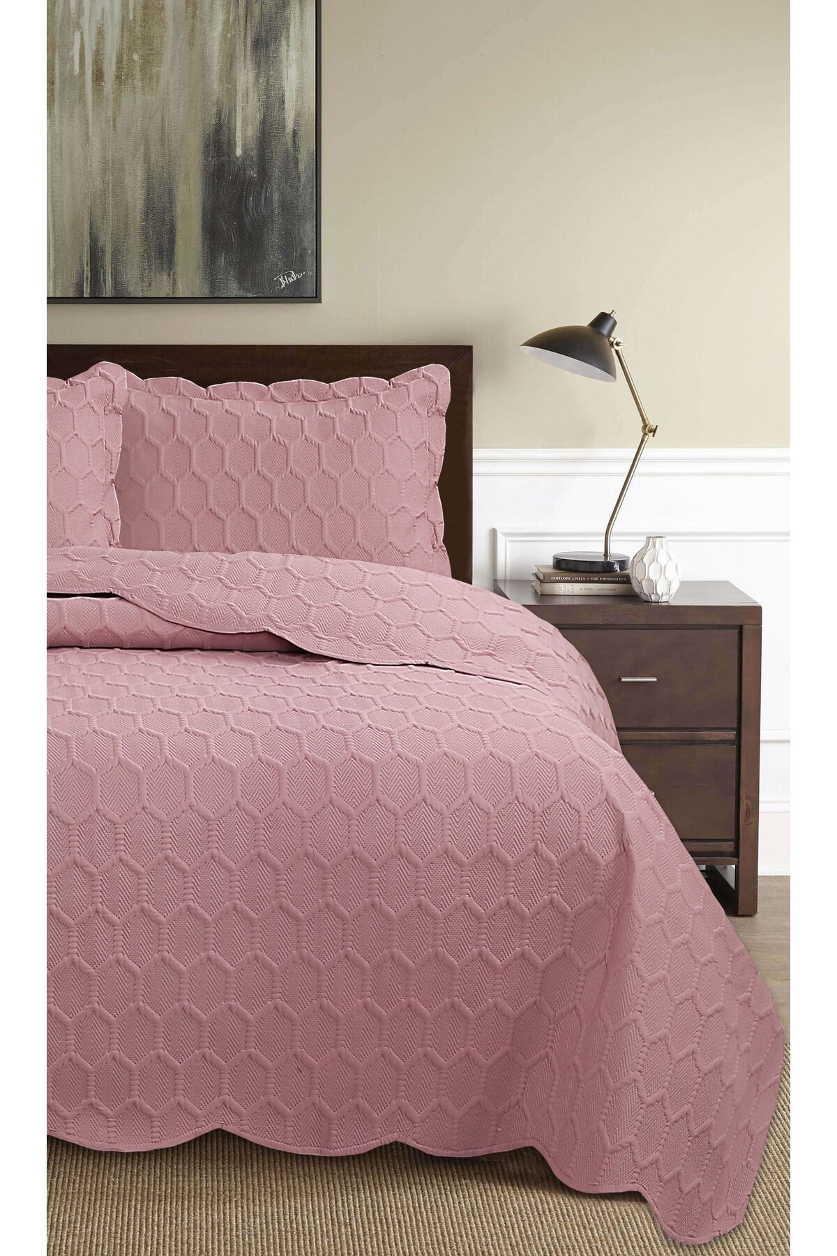 Honey Comb 3D Çift Kişilik Yatak Örtüsü Seti (3 Parça) - 260x240 cm - Pvc Çantalı