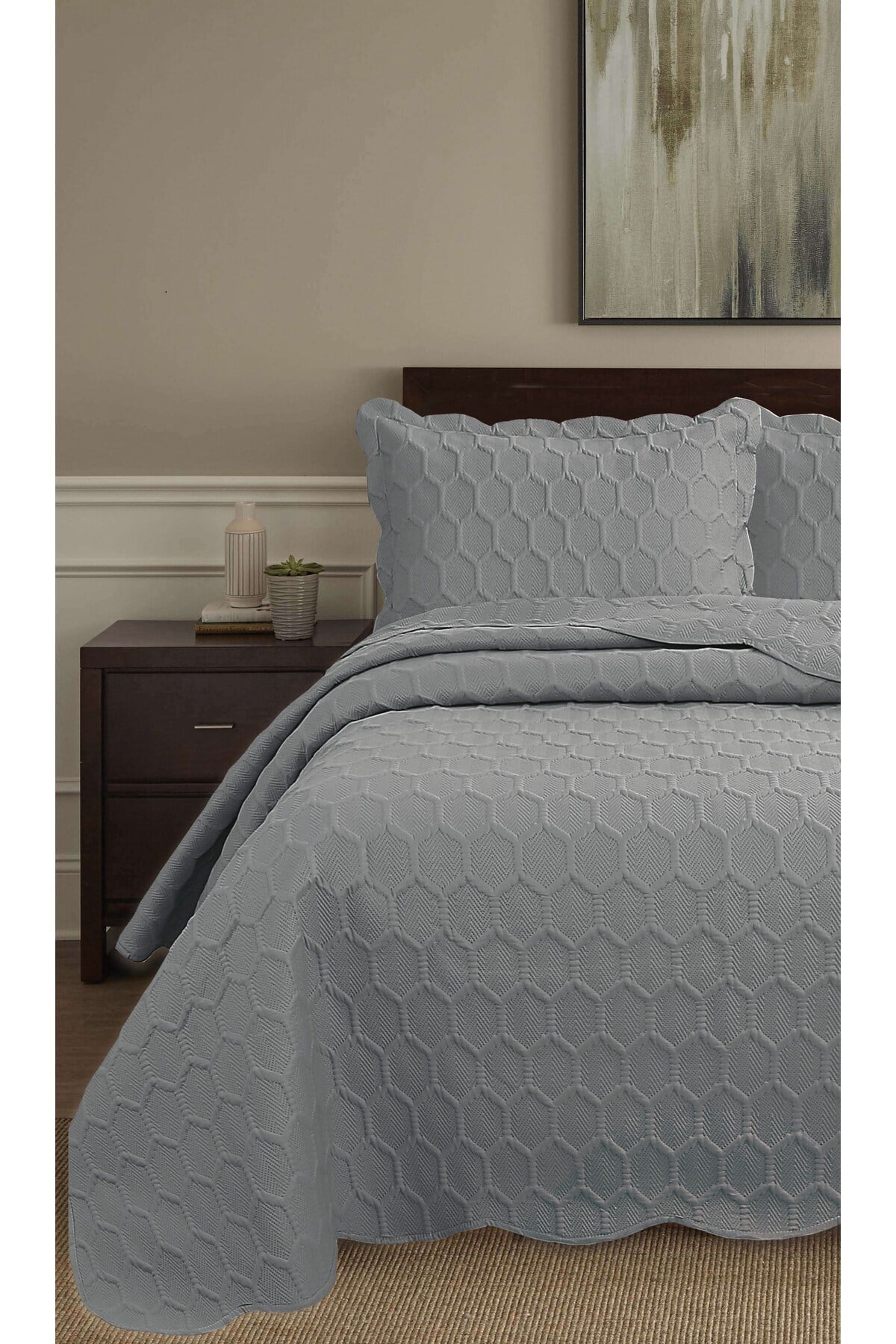 Honey Comb 3D Çift Kişilik Yatak Örtüsü Seti (3 Parça) - 260x240 cm - Pvc Çantalı