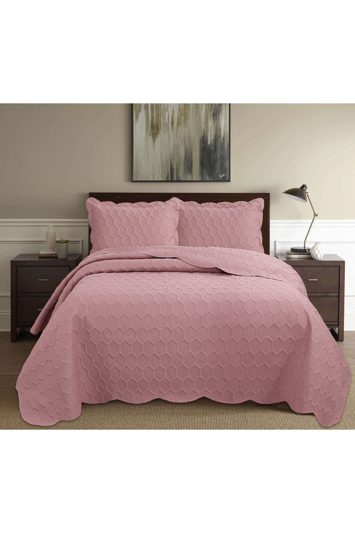 Honey Comb 3D Çift Kişilik Yatak Örtüsü Seti (3 Parça) - 260x240 cm - Pvc Çantalı