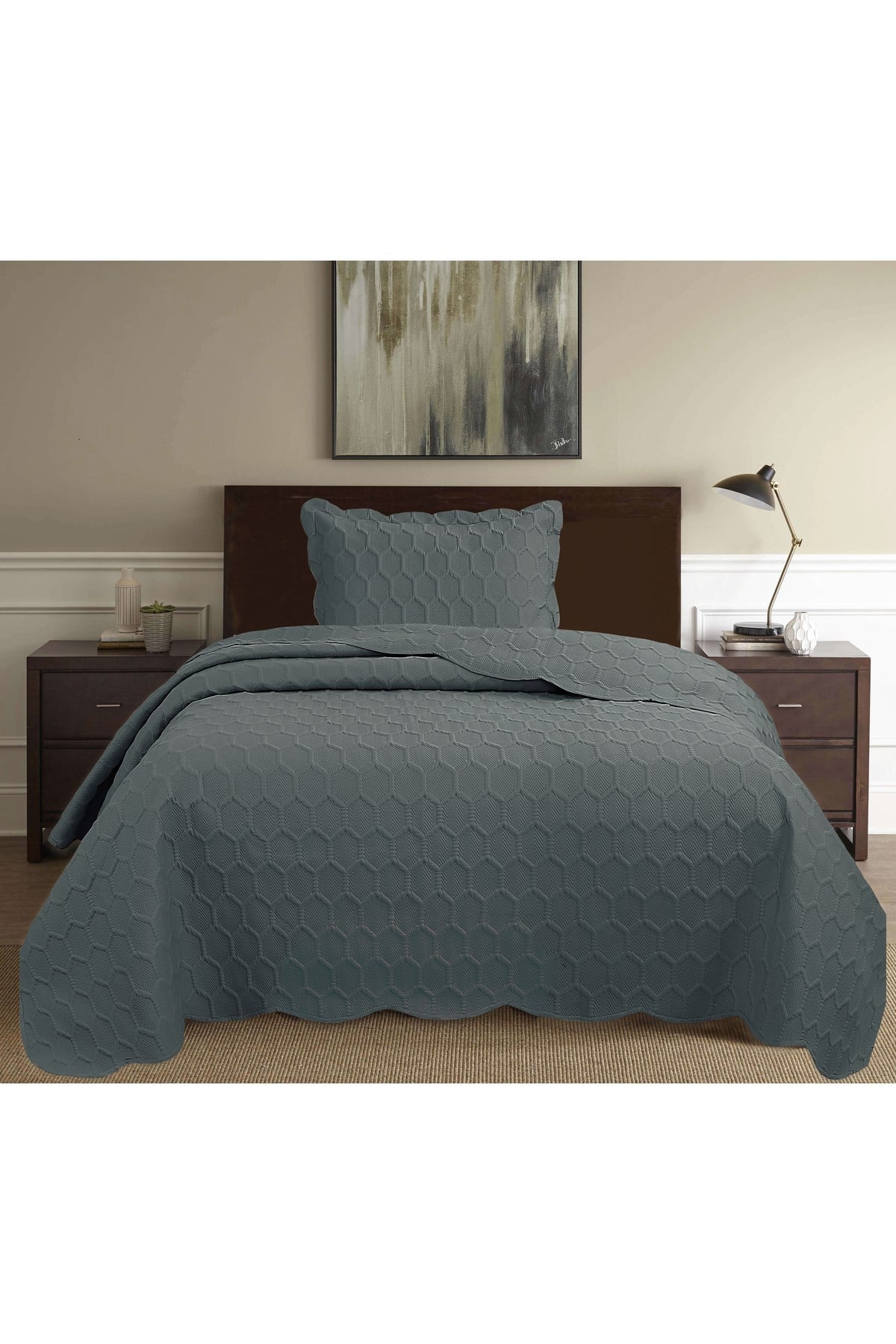 Honey Comb 3D Tek Kişilik Yatak Örtüsü Seti (2 Parça) - 180x240 cm - Pvc Çantalı