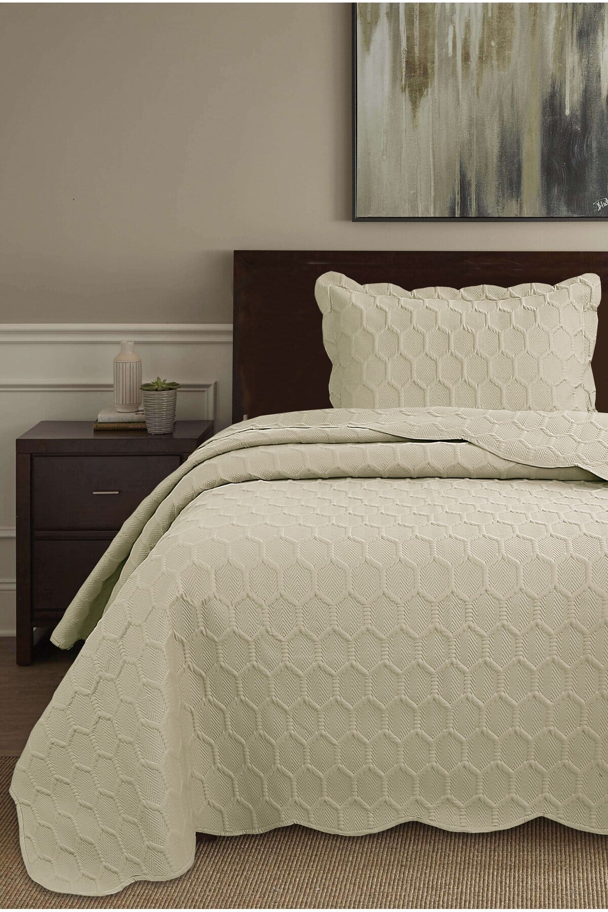 Honey Comb 3D Tek Kişilik Yatak Örtüsü Seti (2 Parça) - 180x240 cm - Pvc Çantalı