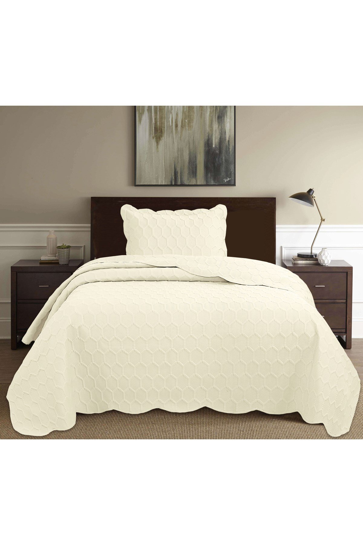 Honey Comb 3D Tek Kişilik Yatak Örtüsü Seti (2 Parça) - 180x240 cm - Pvc Çantalı