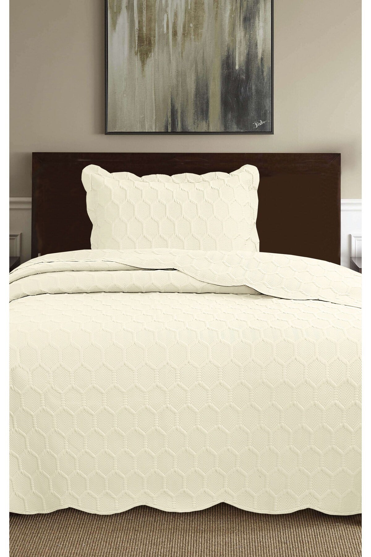 Honey Comb 3D Tek Kişilik Yatak Örtüsü Seti (2 Parça) - 180x240 cm - Pvc Çantalı