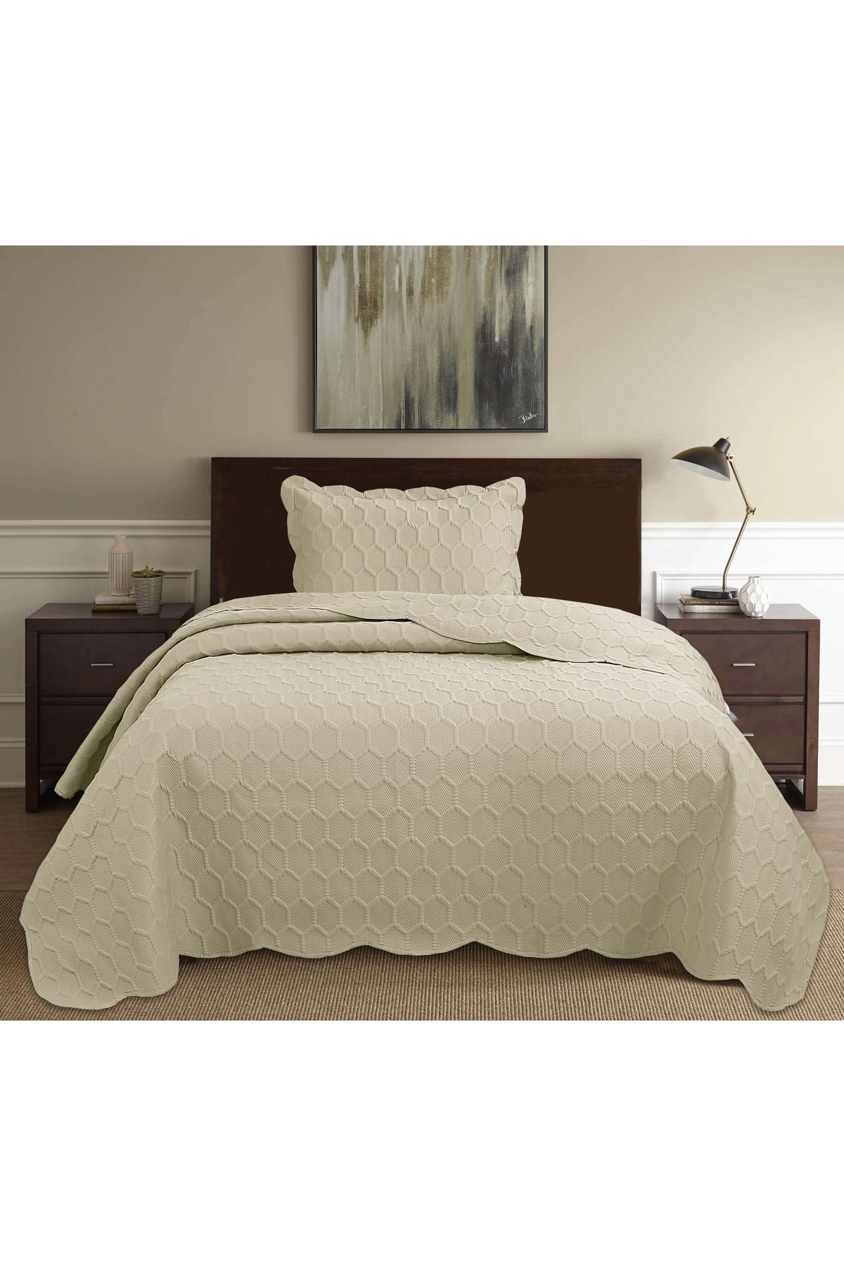 Honey Comb 3D Tek Kişilik Yatak Örtüsü Seti (2 Parça) - 180x240 cm - Pvc Çantalı