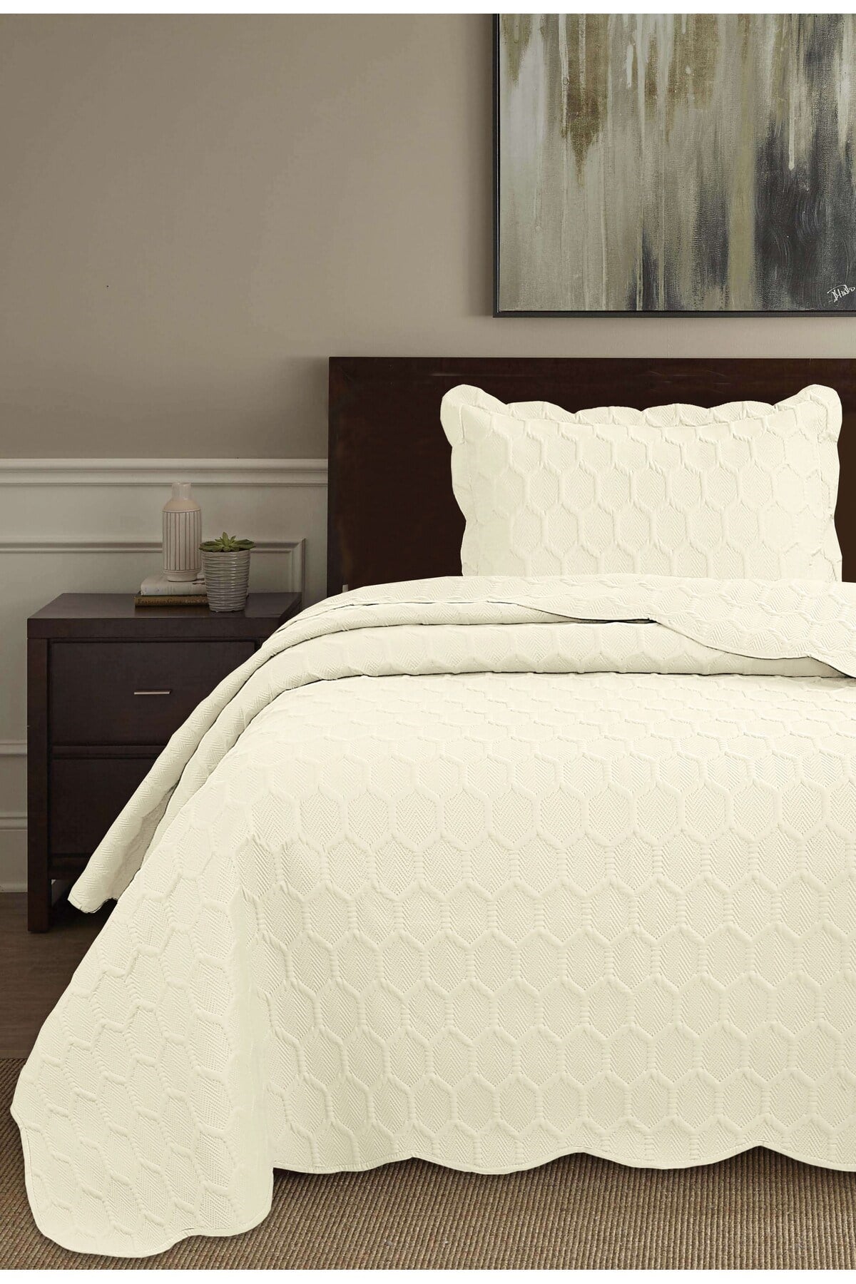 Honey Comb 3D Tek Kişilik Yatak Örtüsü Seti (2 Parça) - 180x240 cm - Pvc Çantalı