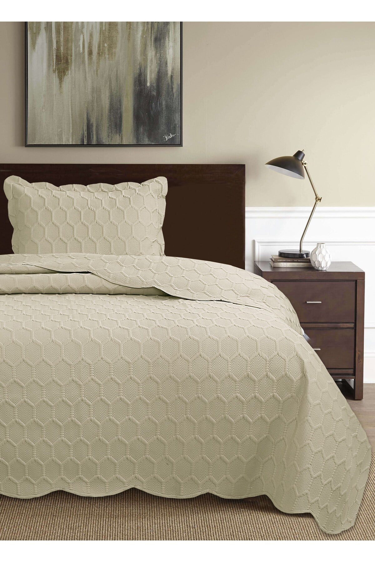 Honey Comb 3D Tek Kişilik Yatak Örtüsü Seti (2 Parça) - 180x240 cm - Pvc Çantalı