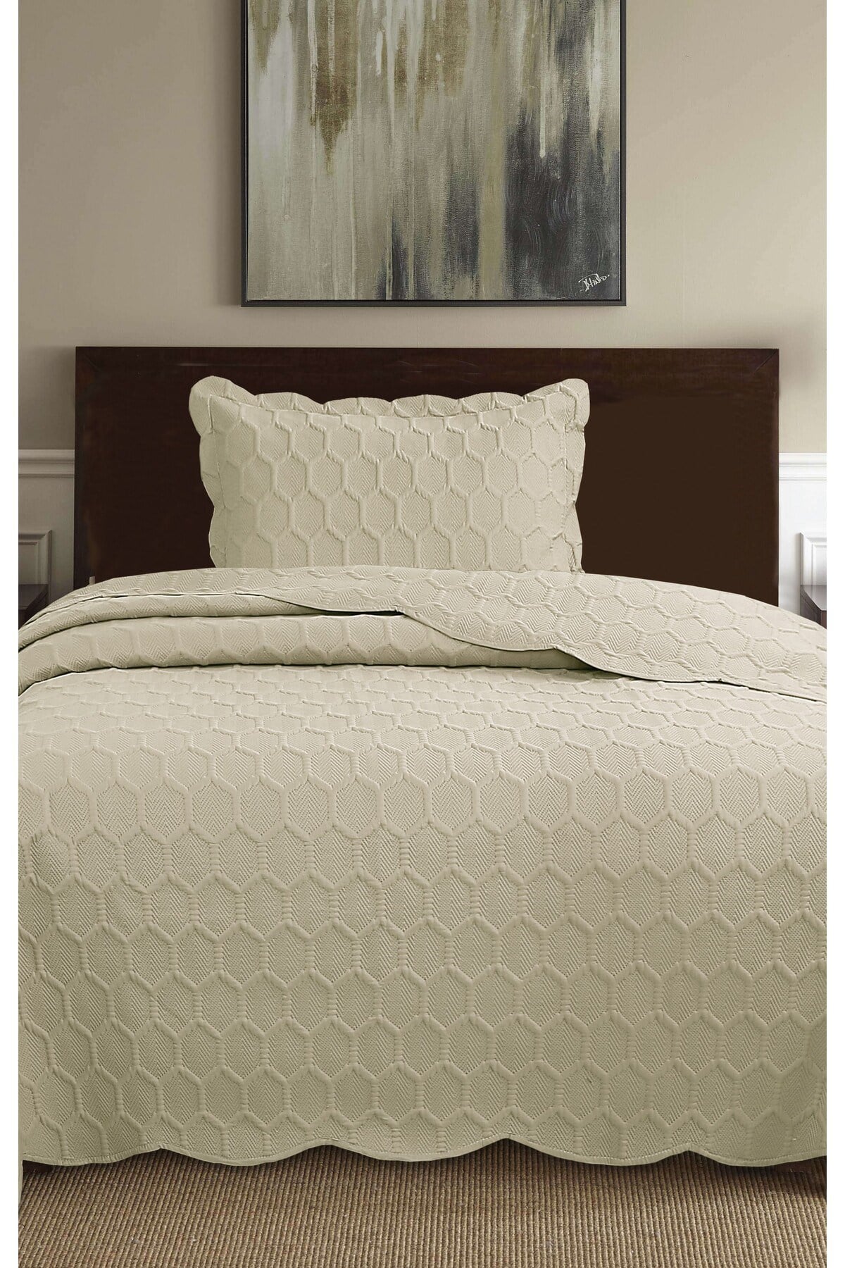 Honey Comb 3D Tek Kişilik Yatak Örtüsü Seti (2 Parça) - 180x240 cm - Pvc Çantalı