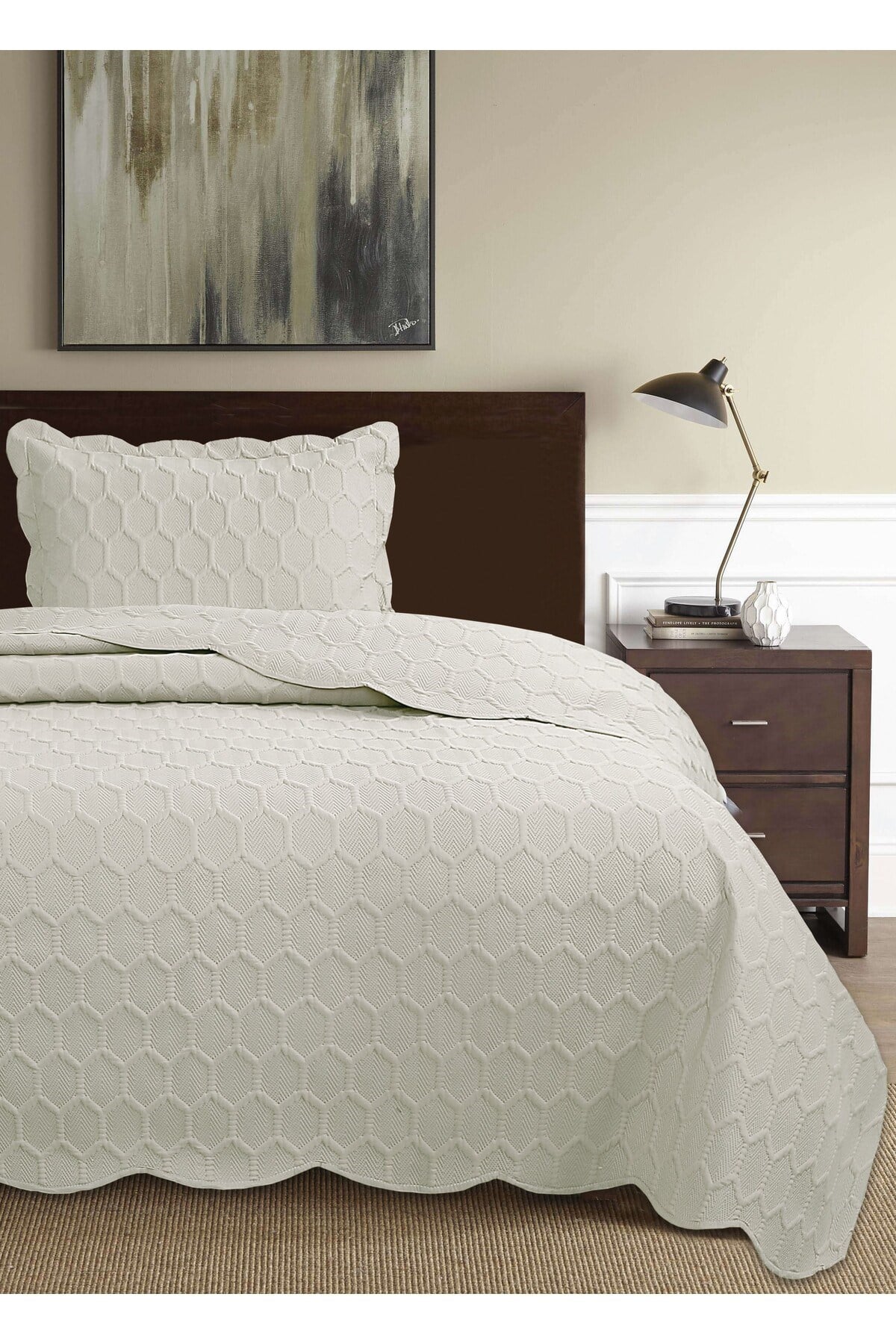 Honey Comb 3D Tek Kişilik Yatak Örtüsü Seti (2 Parça) - 180x240 cm - Pvc Çantalı