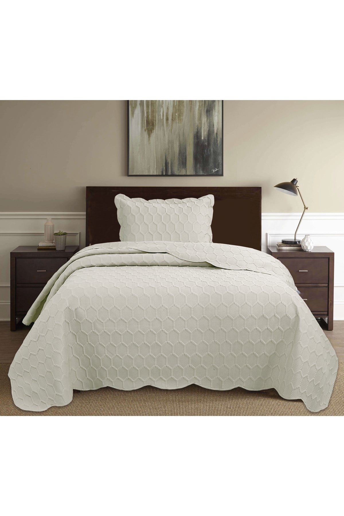 Honey Comb 3D Tek Kişilik Yatak Örtüsü Seti (2 Parça) - 180x240 cm - Pvc Çantalı