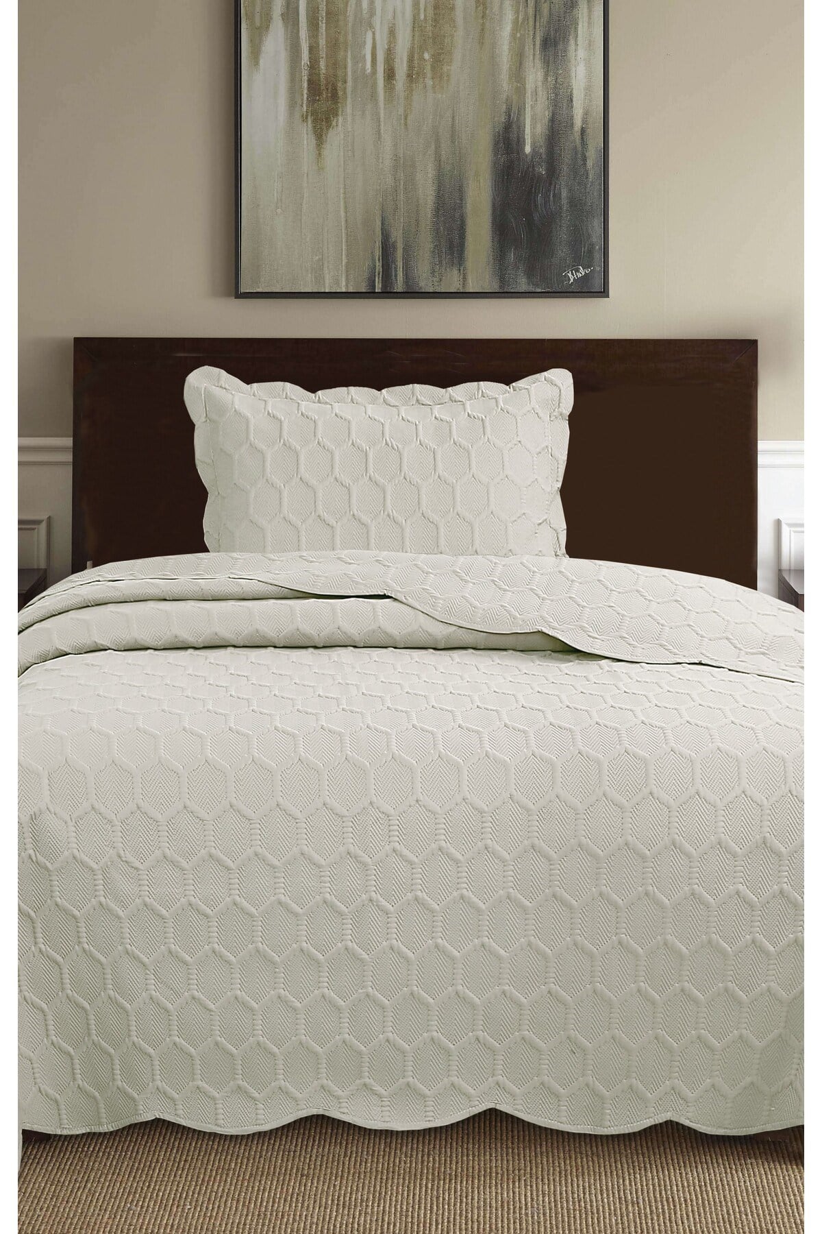 Honey Comb 3D Tek Kişilik Yatak Örtüsü Seti (2 Parça) - 180x240 cm - Pvc Çantalı