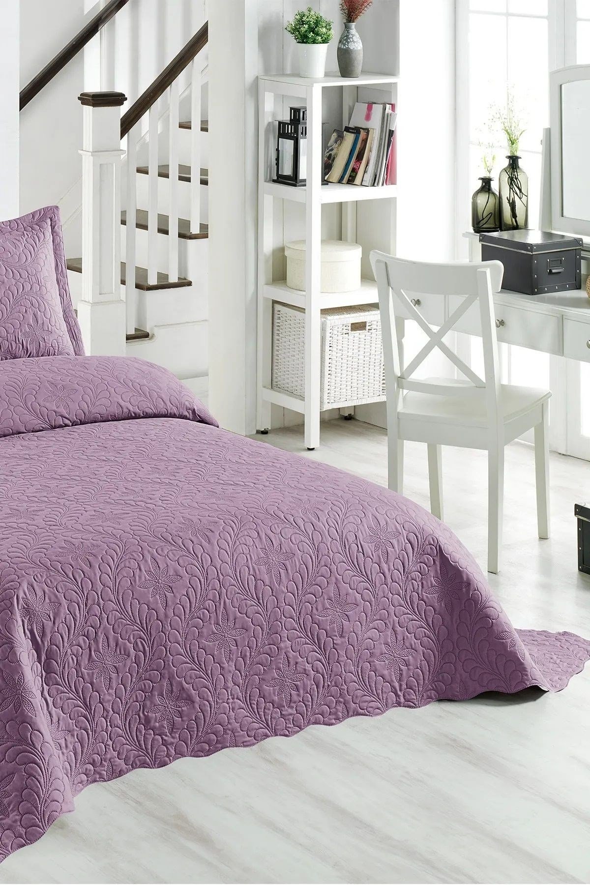 Ivy Açık Lila Tek Kişilik Microfiber Kapitone Yatak Örtüsü