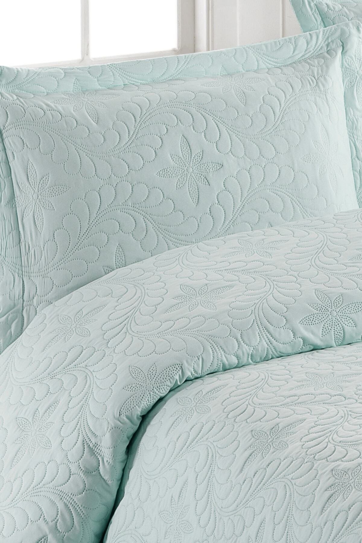 Ivy Açık Yeşil Çift Kişilik Microfiber Kapitone Yatak Örtüsü
