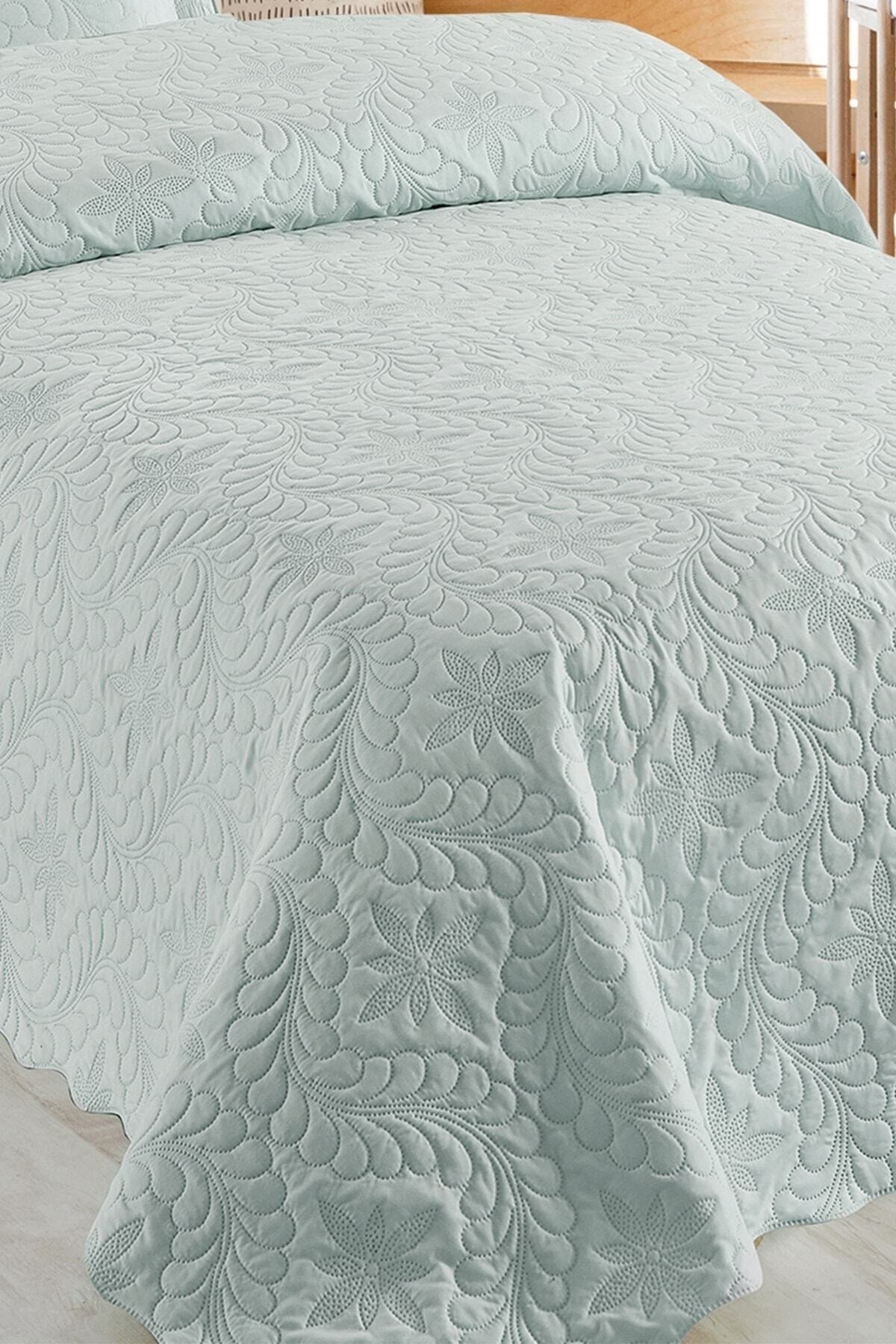 Ivy Açık Yeşil Tek Kişilik Microfiber Kapitone Yatak Örtüsü