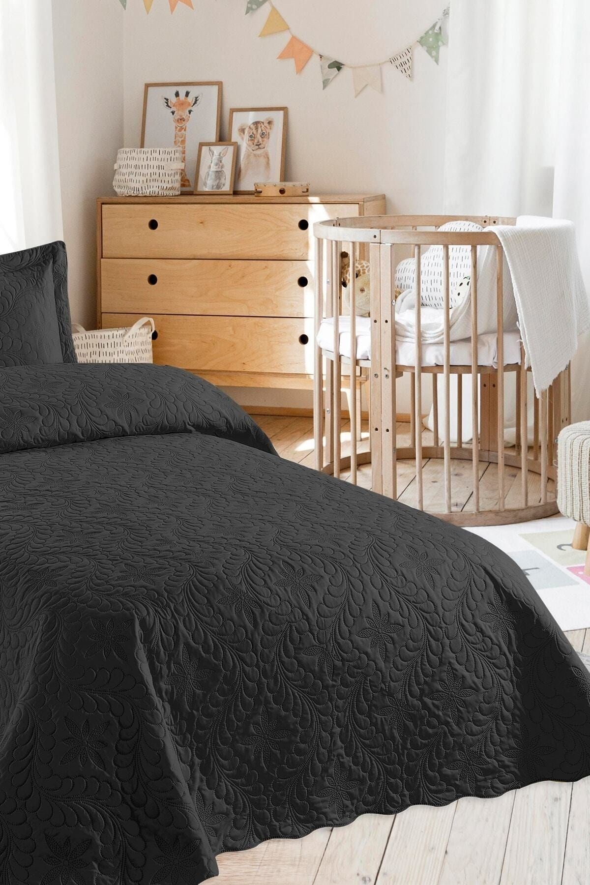 Ivy Siyah Tek Kişilik Microfiber Kapitone Yatak Ör