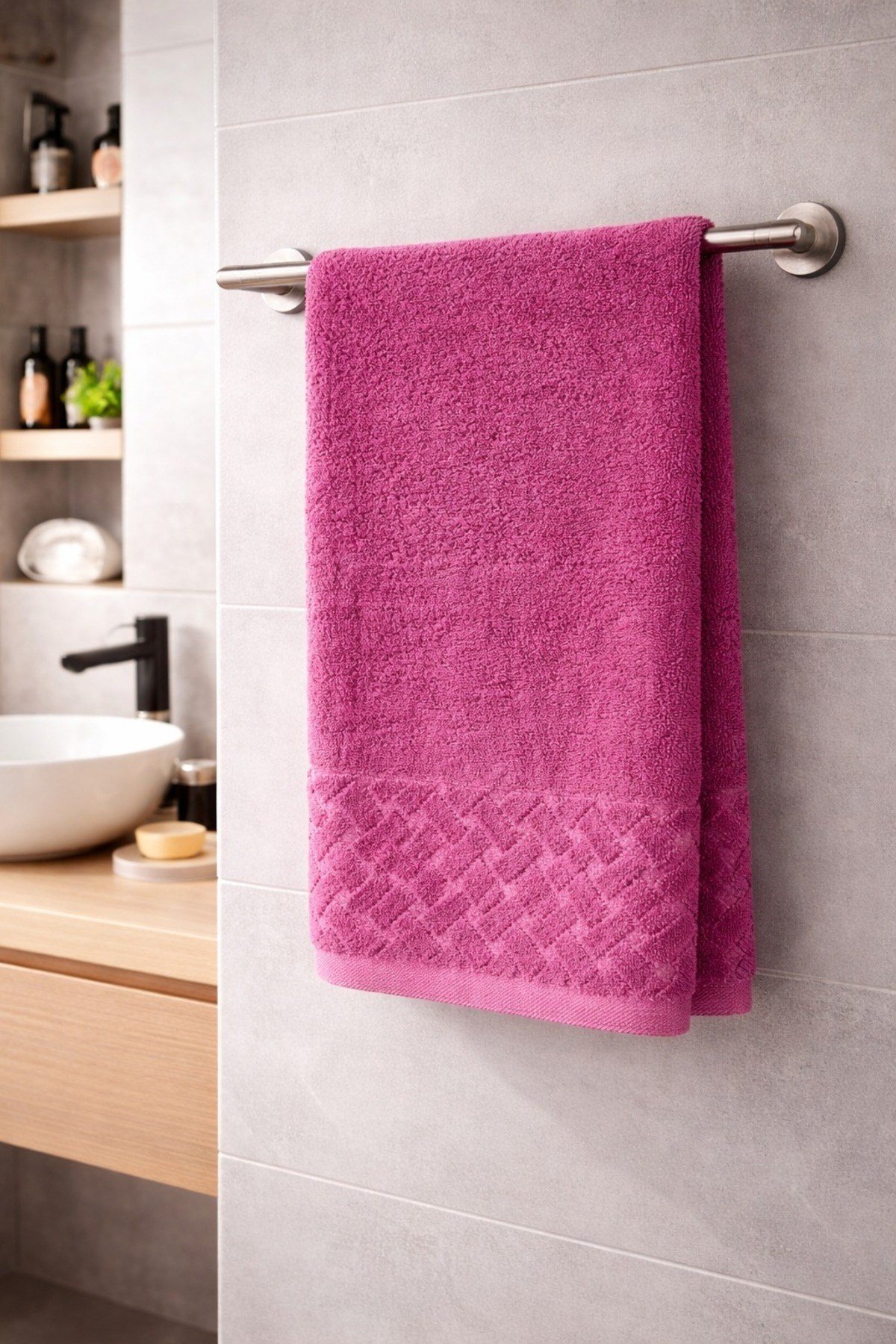 Kısmi Kadife Büyük Boy Banyo Havlusu 90x150 cm | Yumuşak Dokulu | Emici & Konforlu | Günlük Kullanım