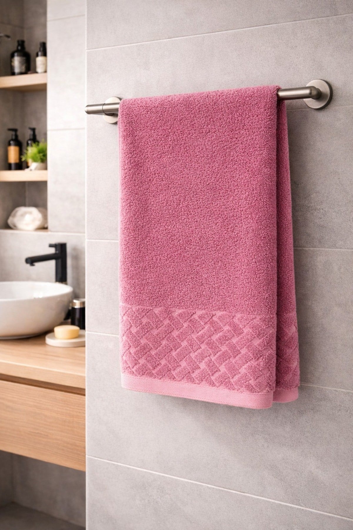 Kısmi Kadife Büyük Boy Banyo Havlusu 90x150 cm | Yumuşak Dokulu | Emici & Konforlu | Günlük Kullanım