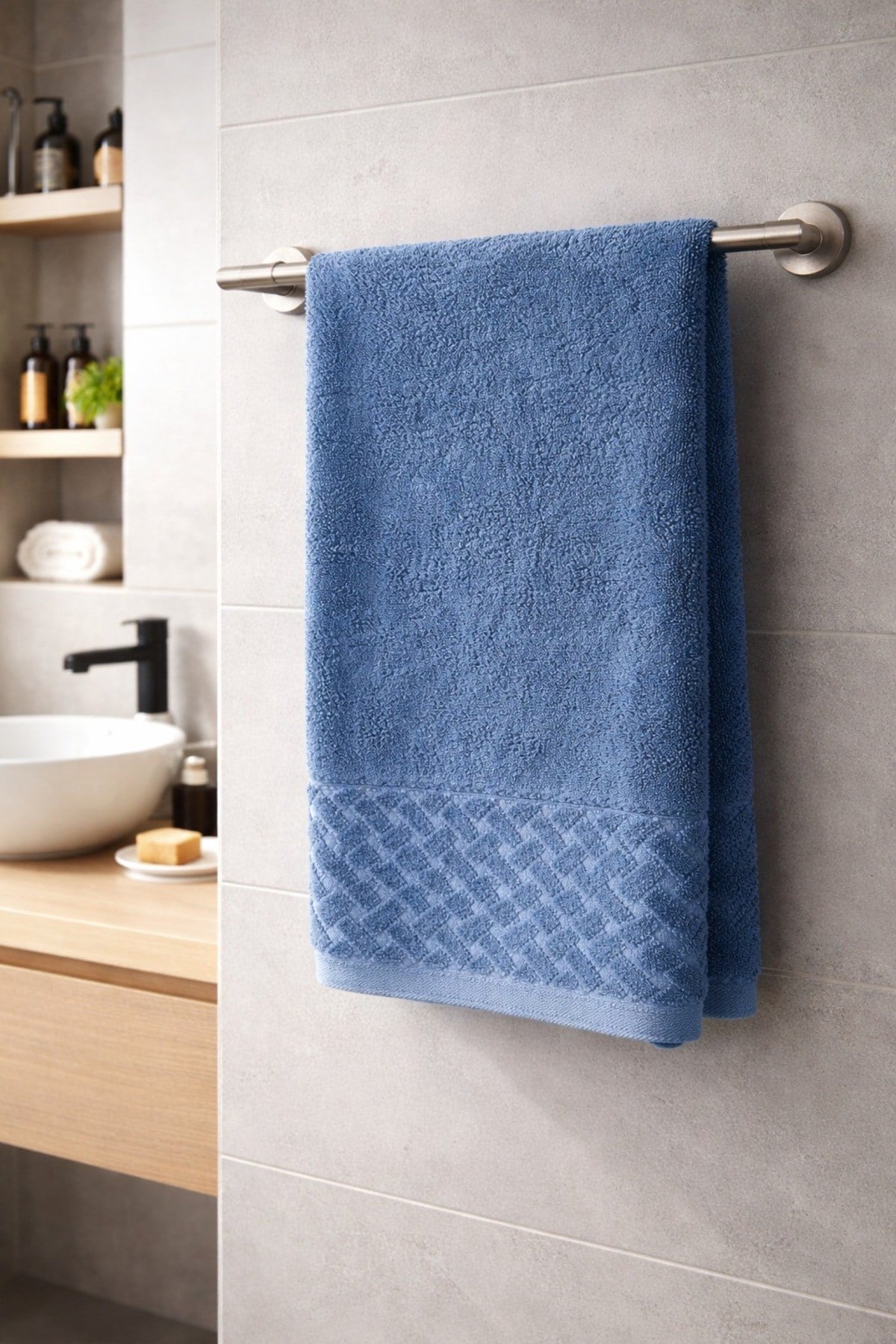 Kısmi Kadife Büyük Boy Banyo Havlusu 90x150 cm | Yumuşak Dokulu | Emici & Konforlu | Günlük Kullanım
