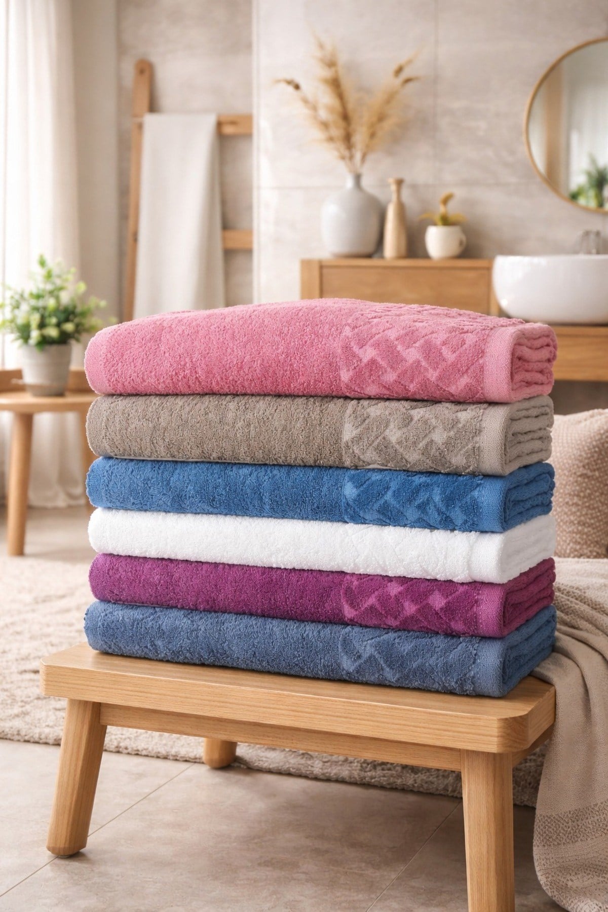 Kısmi Kadife Büyük Boy Banyo Havlusu 90x150 cm | Yumuşak Dokulu | Emici & Konforlu | Günlük Kullanım
